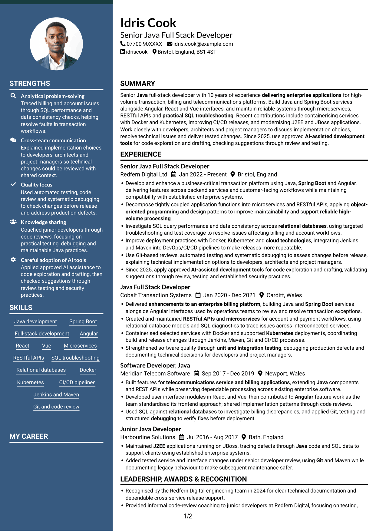 CV example — page 1