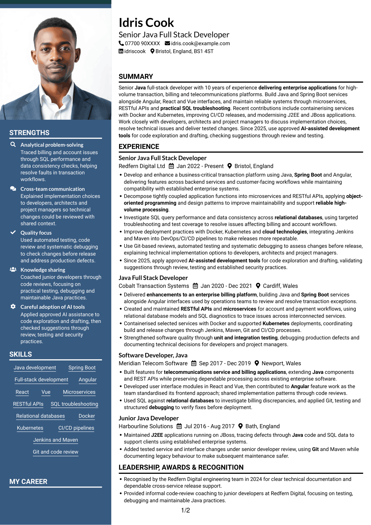 CV example — page 1