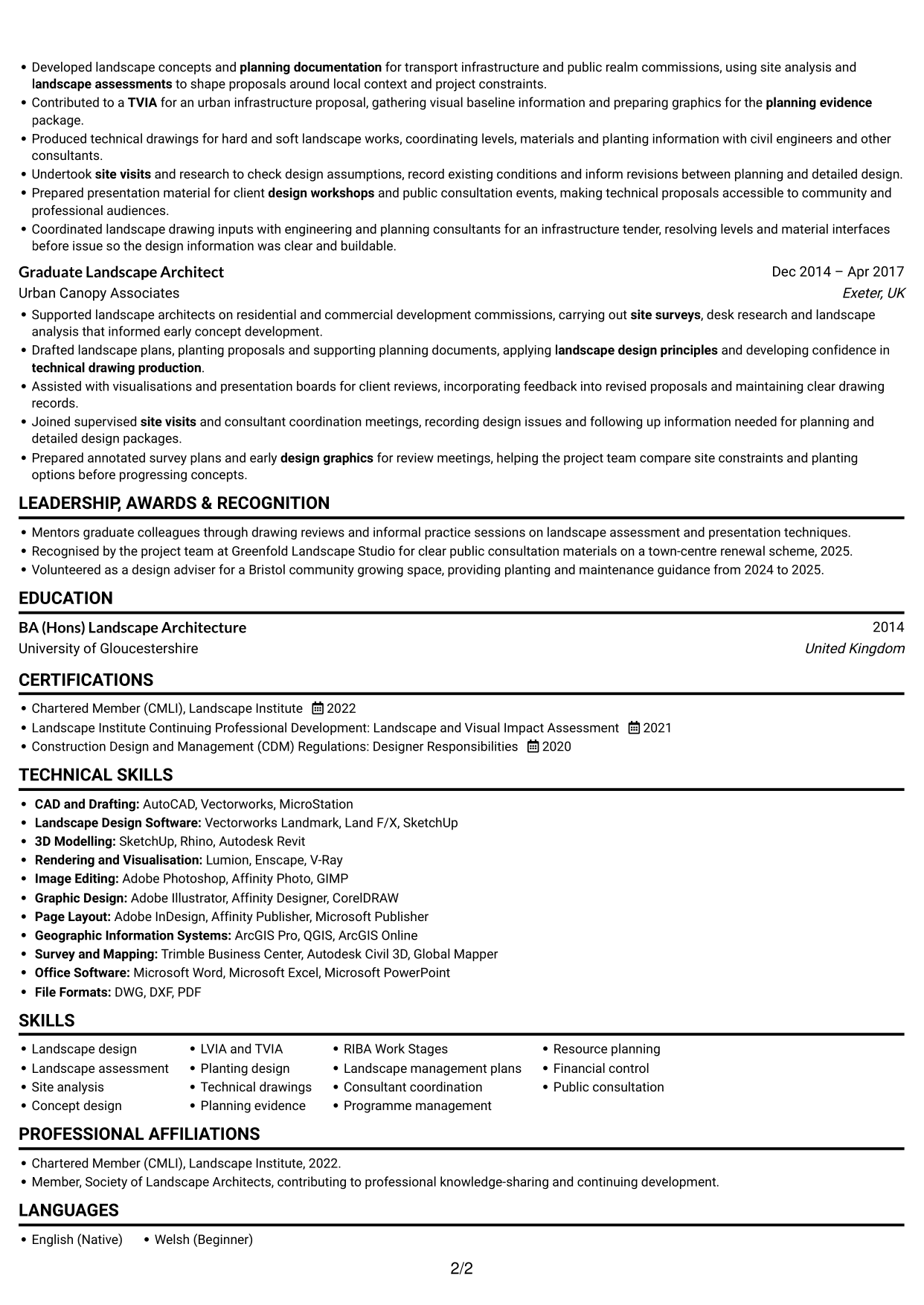 CV example — page 2