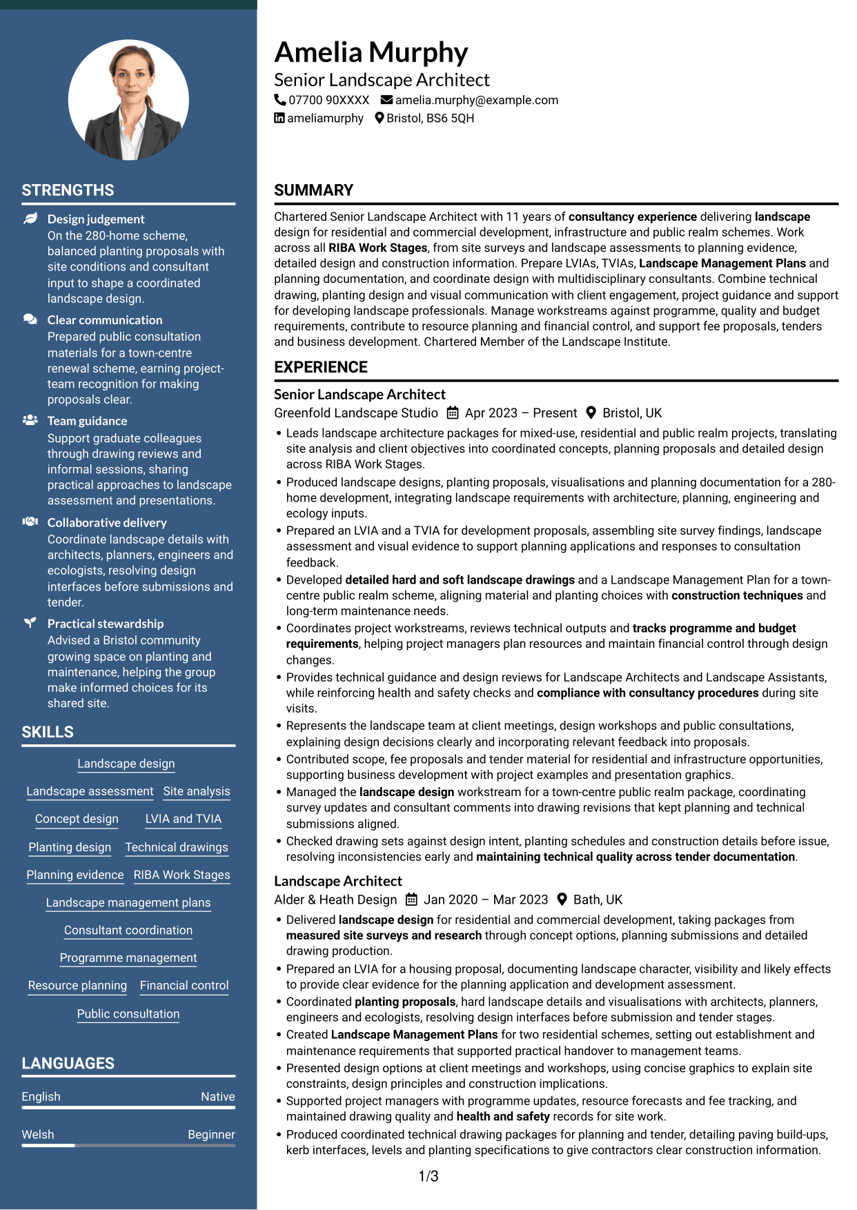 CV example — page 1