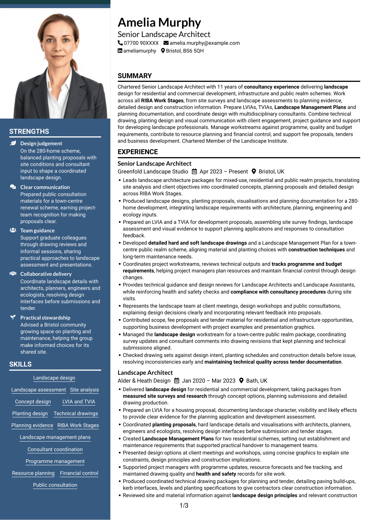 CV example — page 1
