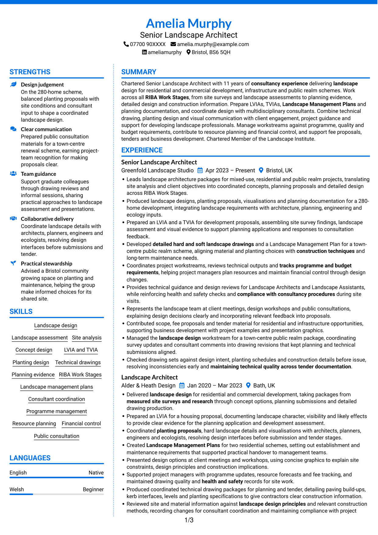 CV example — page 1