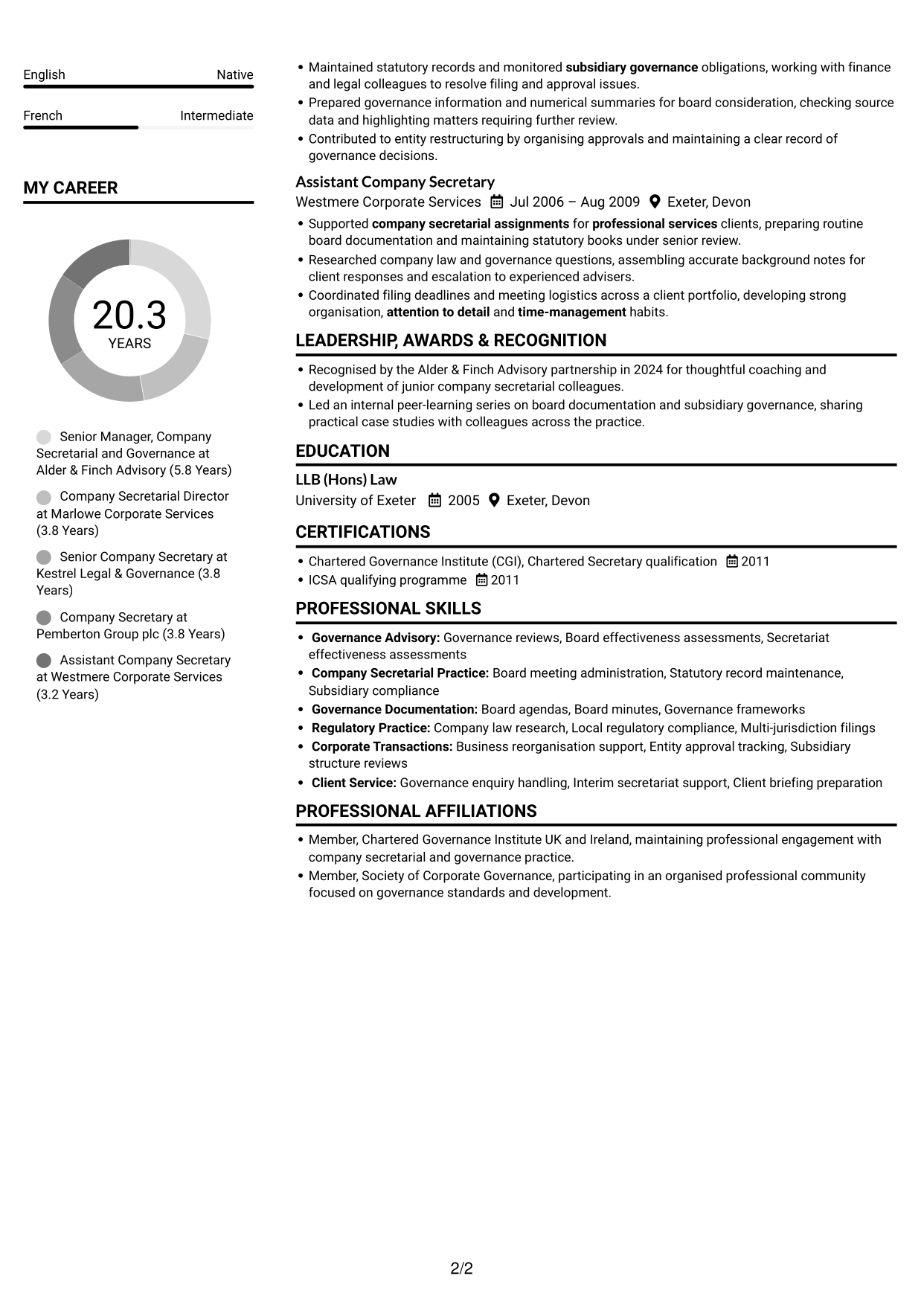 CV example — page 2