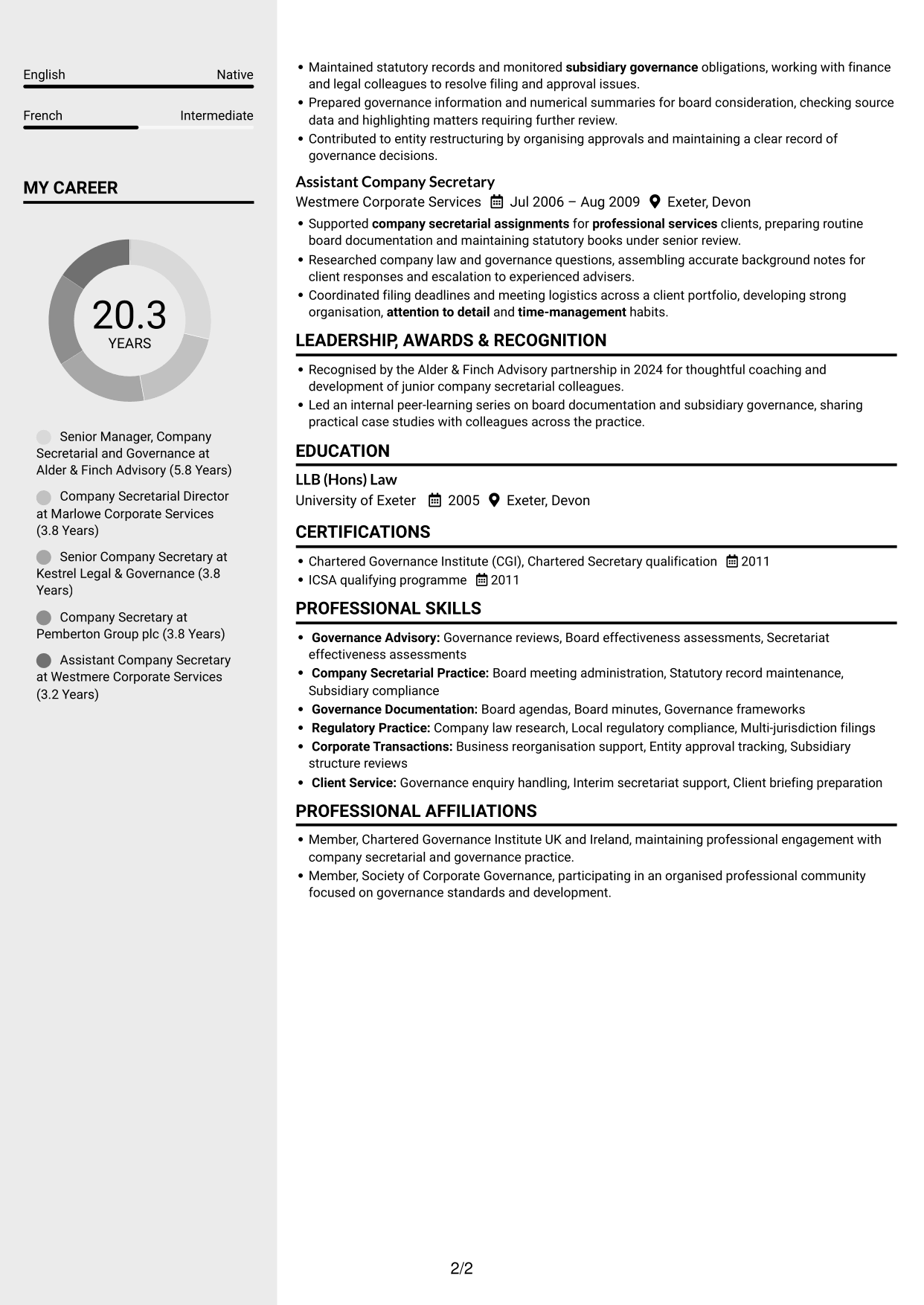 CV example — page 2