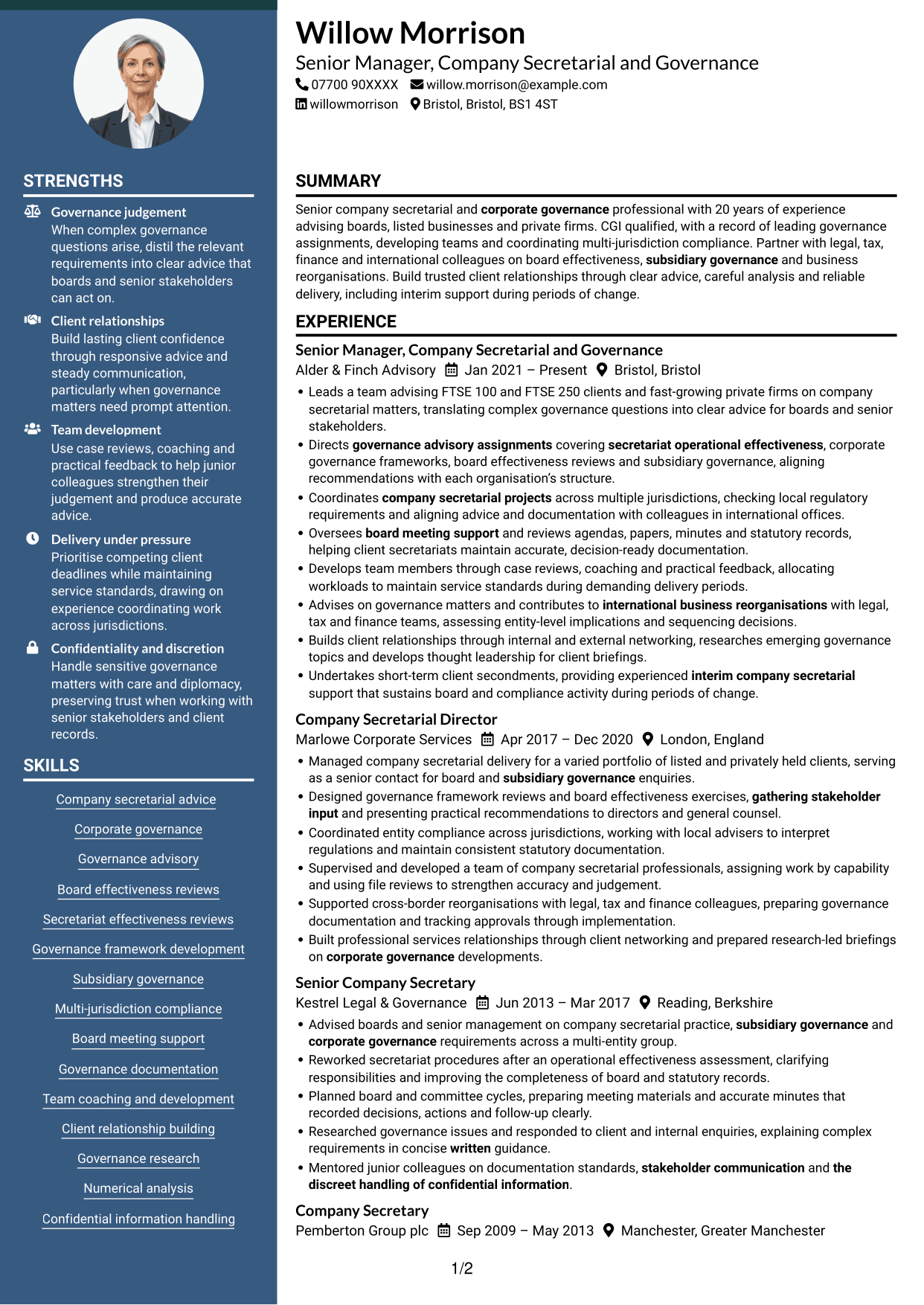 CV example — page 1