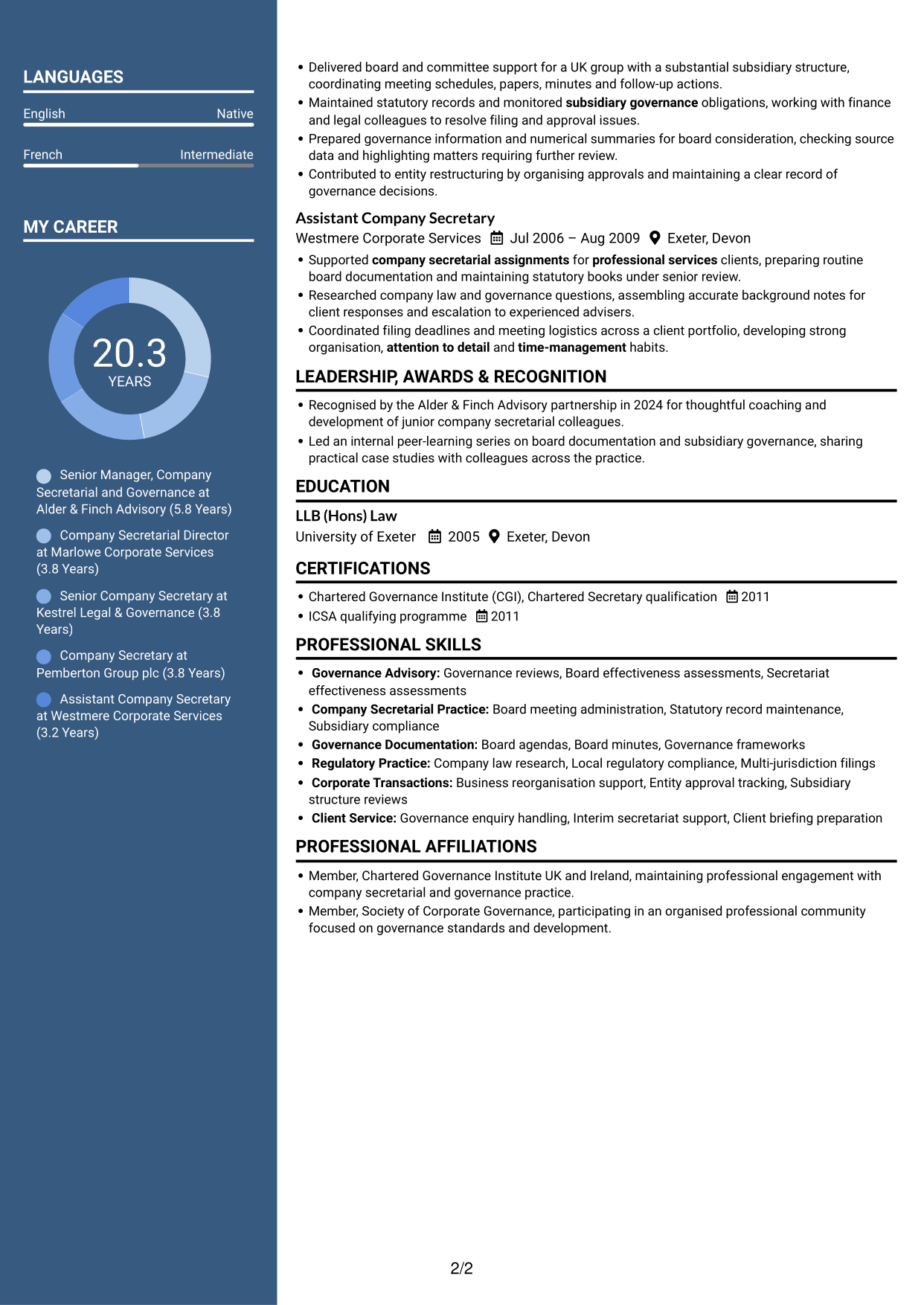 CV example — page 2