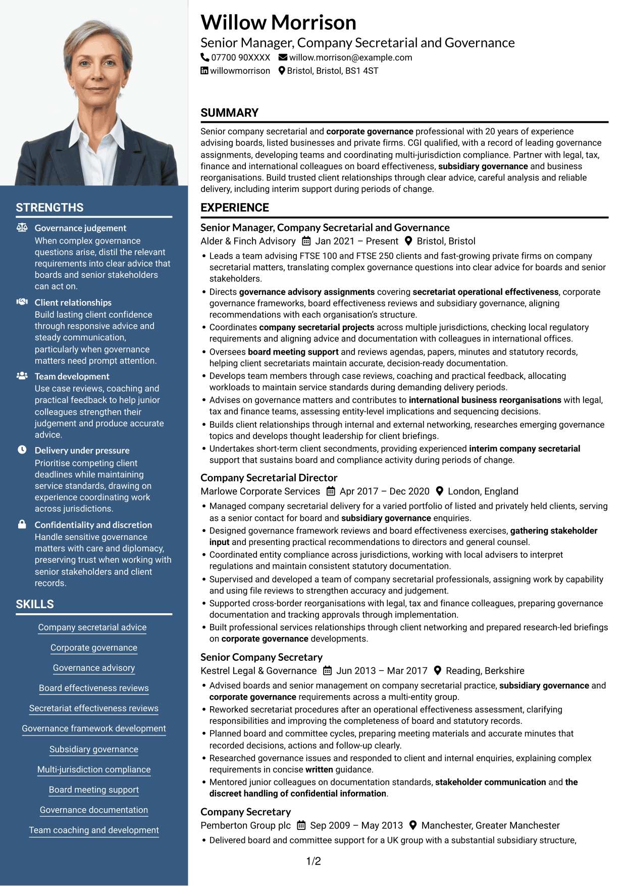 CV example — page 1