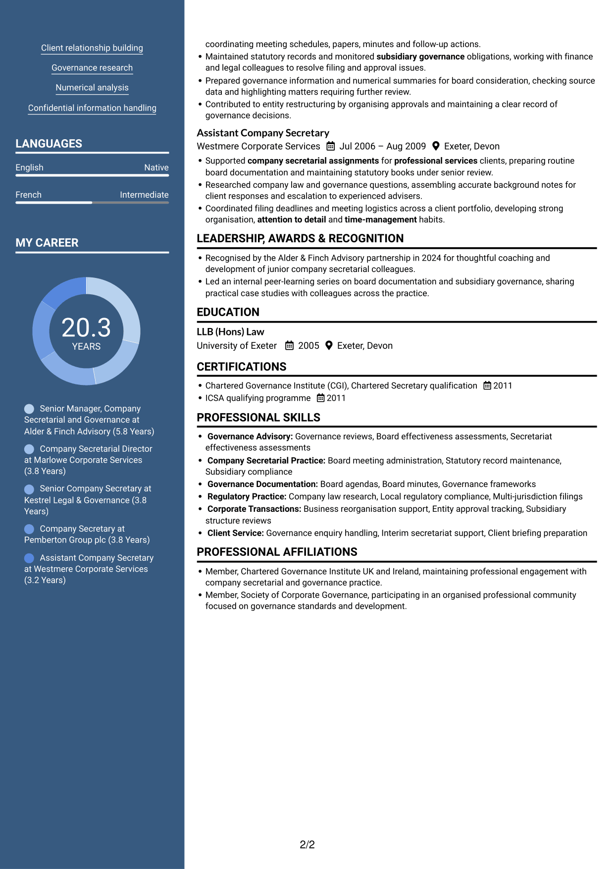 CV example — page 2