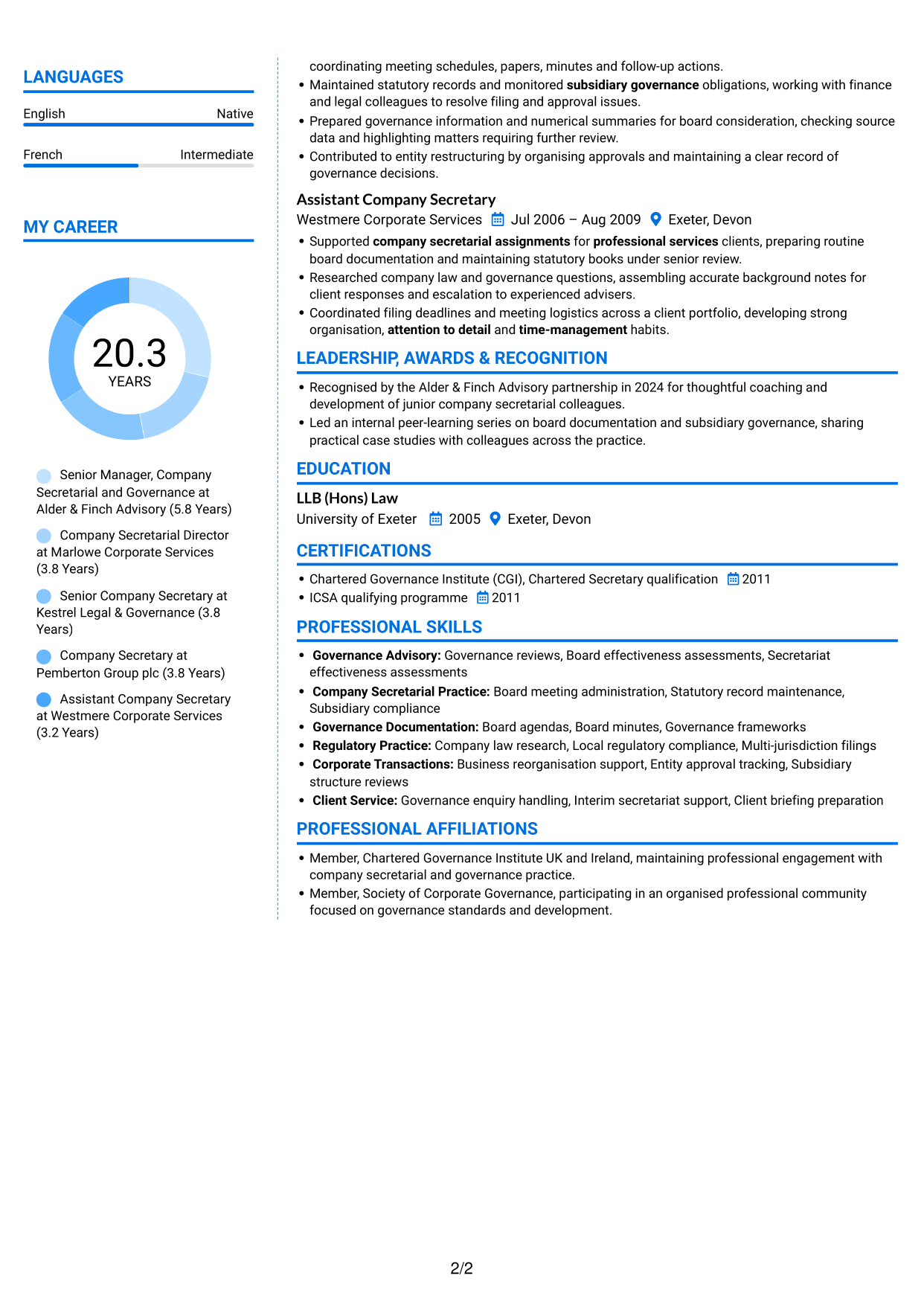 CV example — page 2