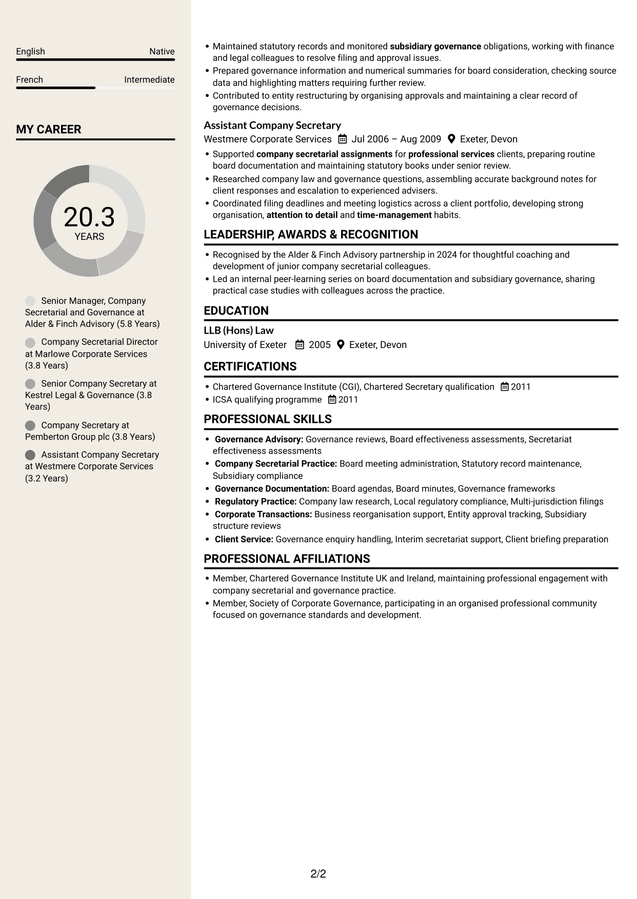 CV example — page 2