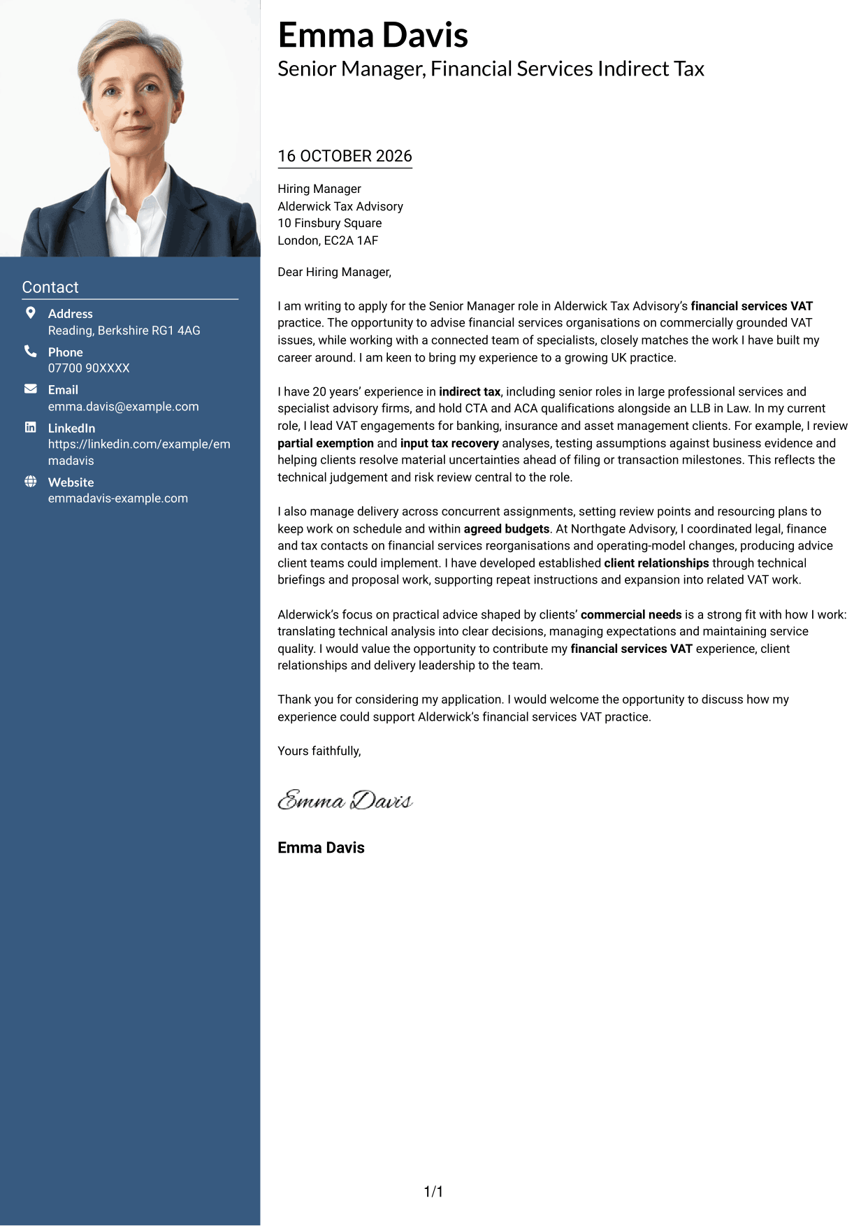 Cover letter example — page 1