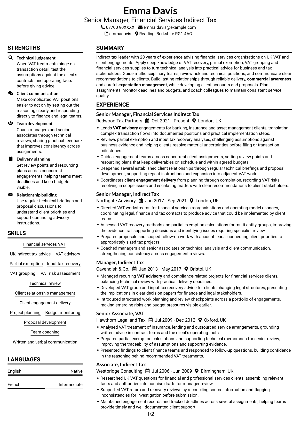 CV example — page 1