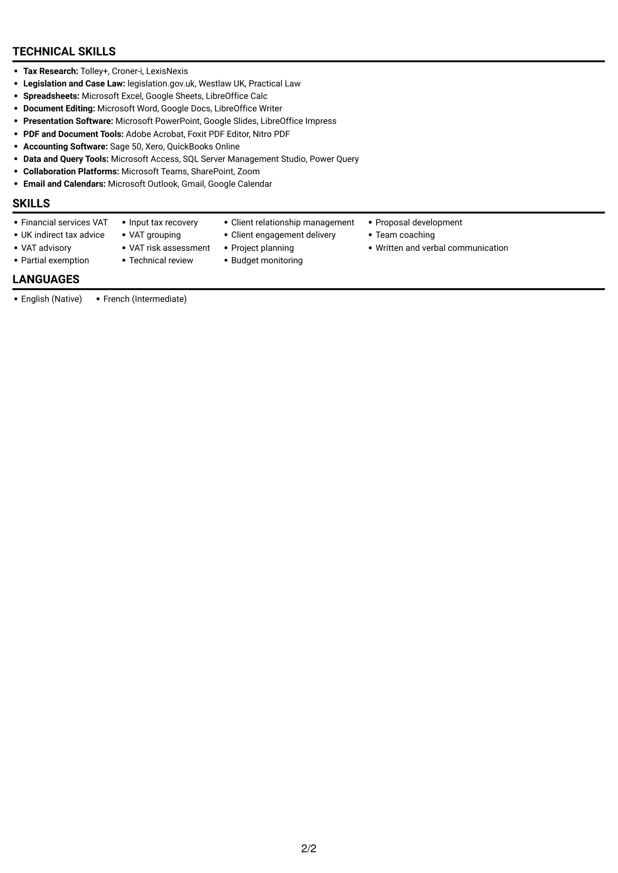 CV example — page 2