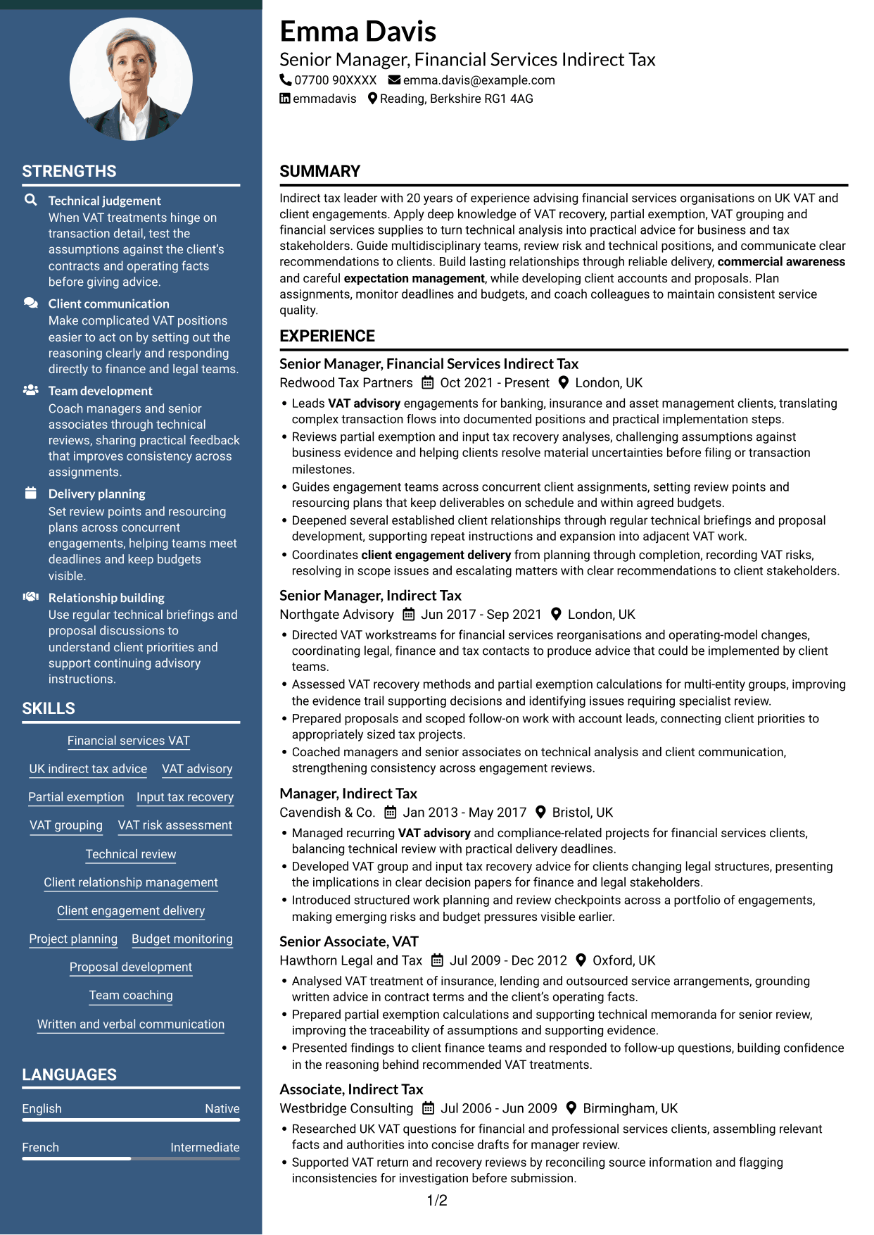 CV example — page 1
