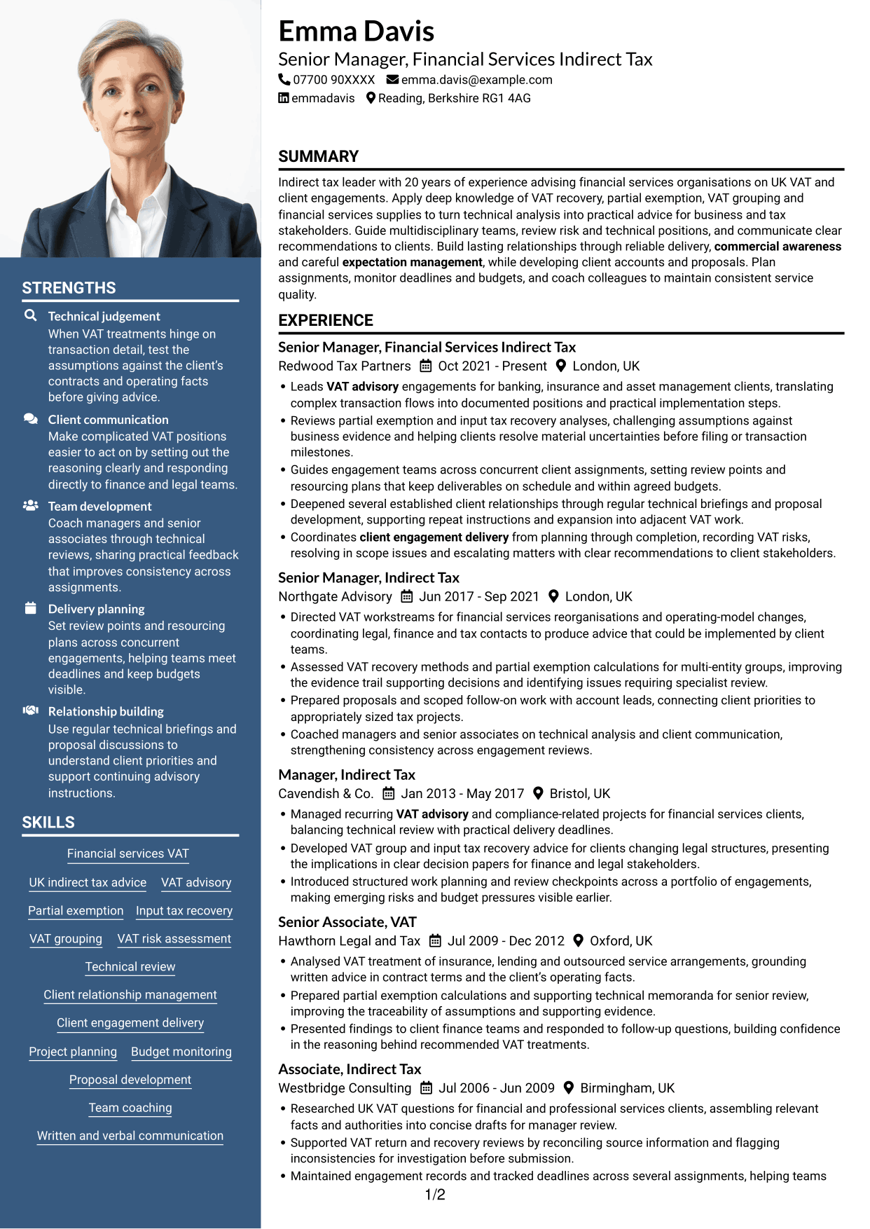CV example — page 1