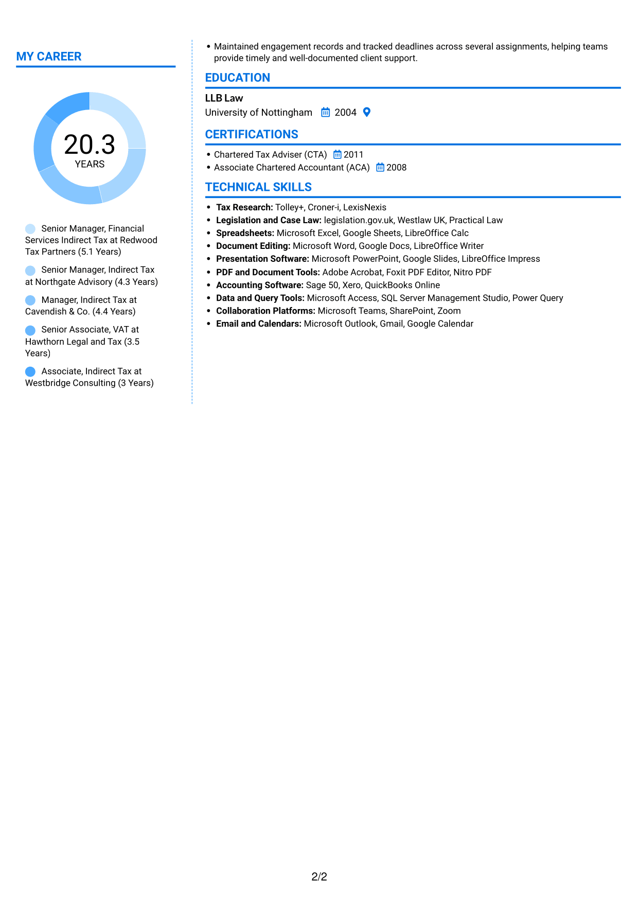 CV example — page 2