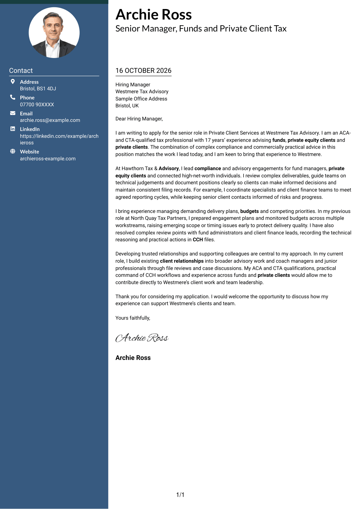 Cover letter example — page 1