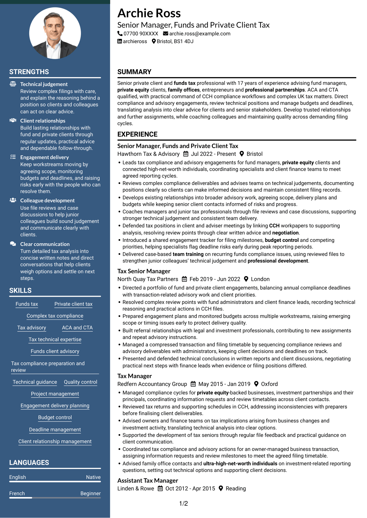 CV example — page 1