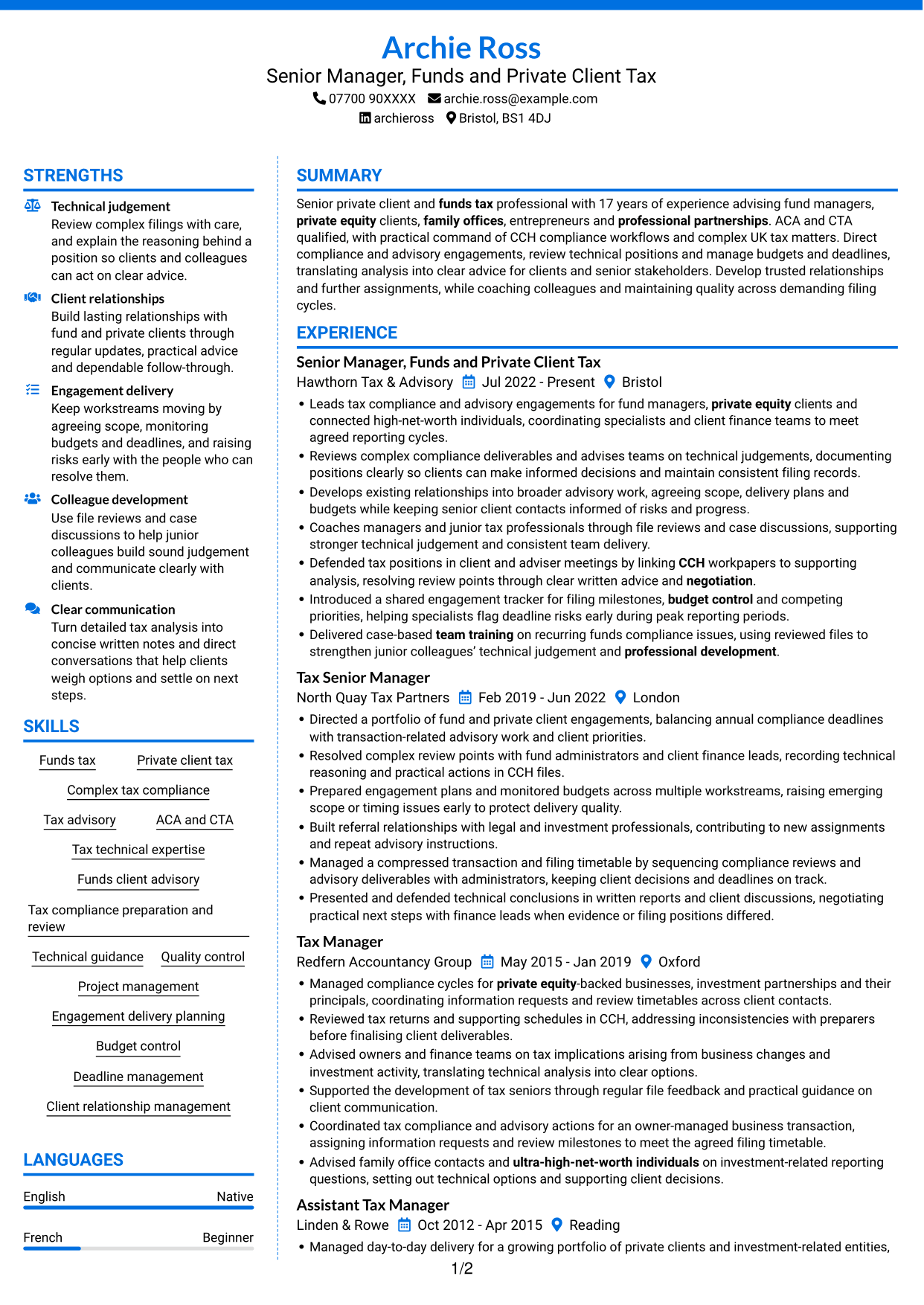 CV example — page 1
