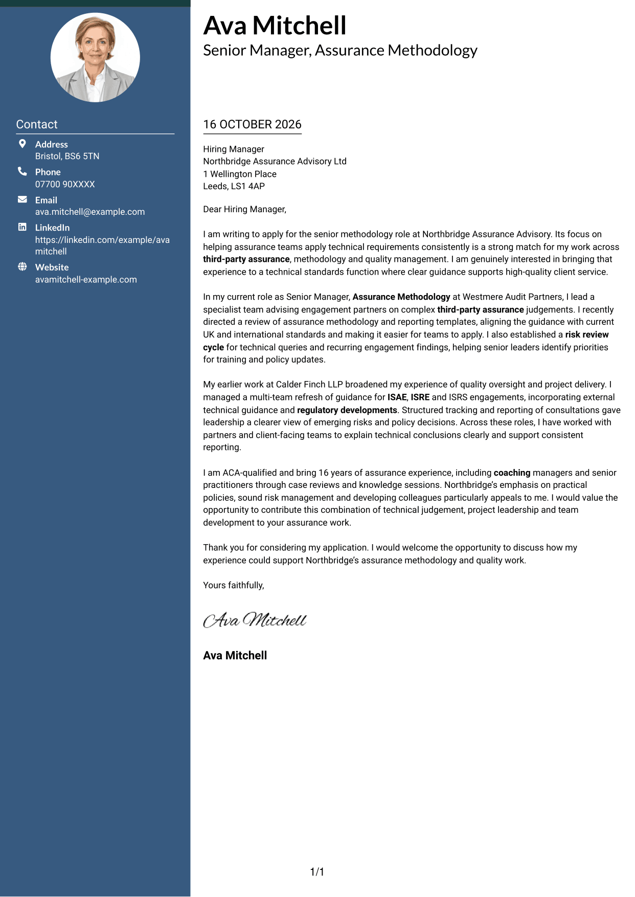 Cover letter example — page 1