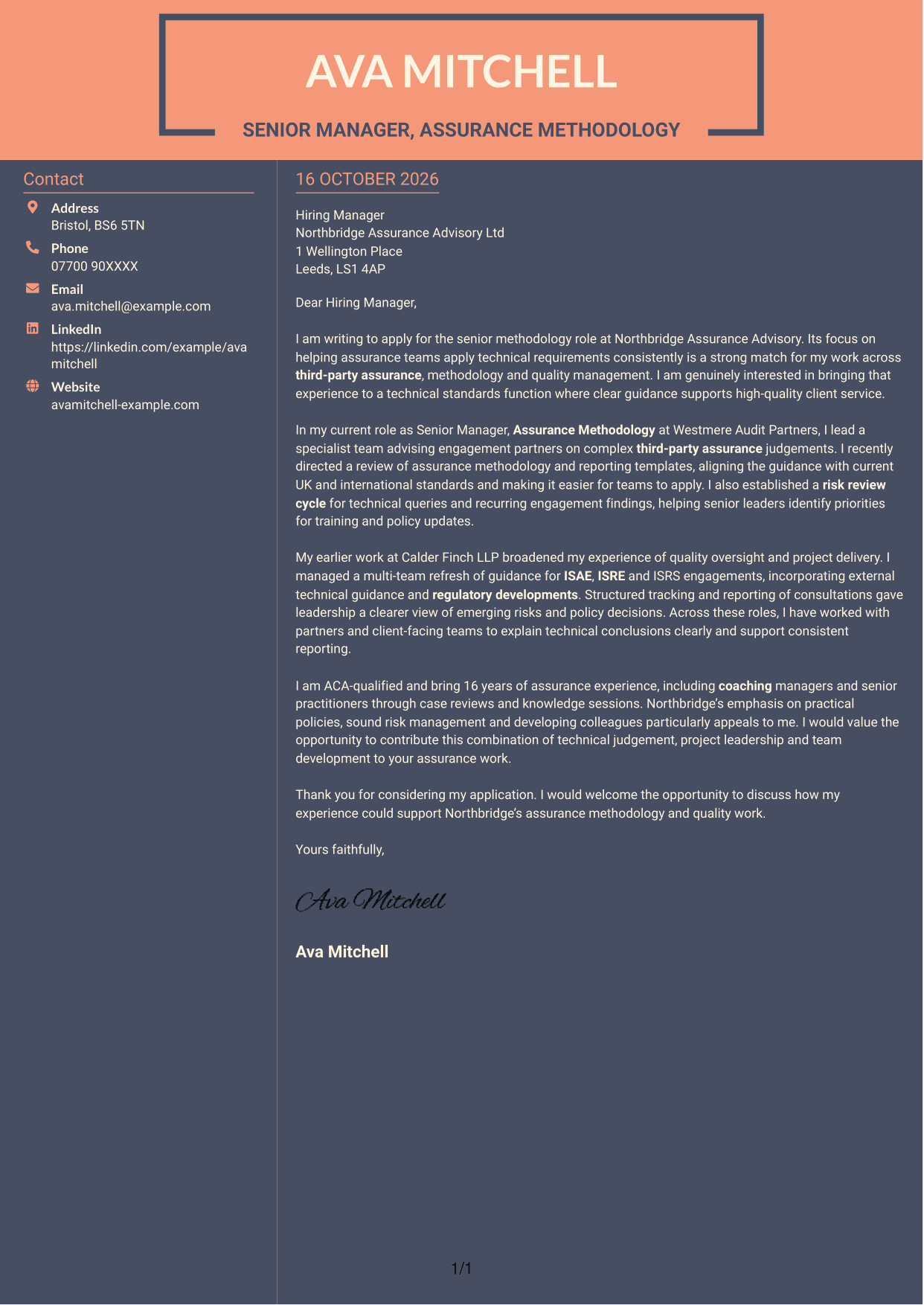 Cover letter example — page 1