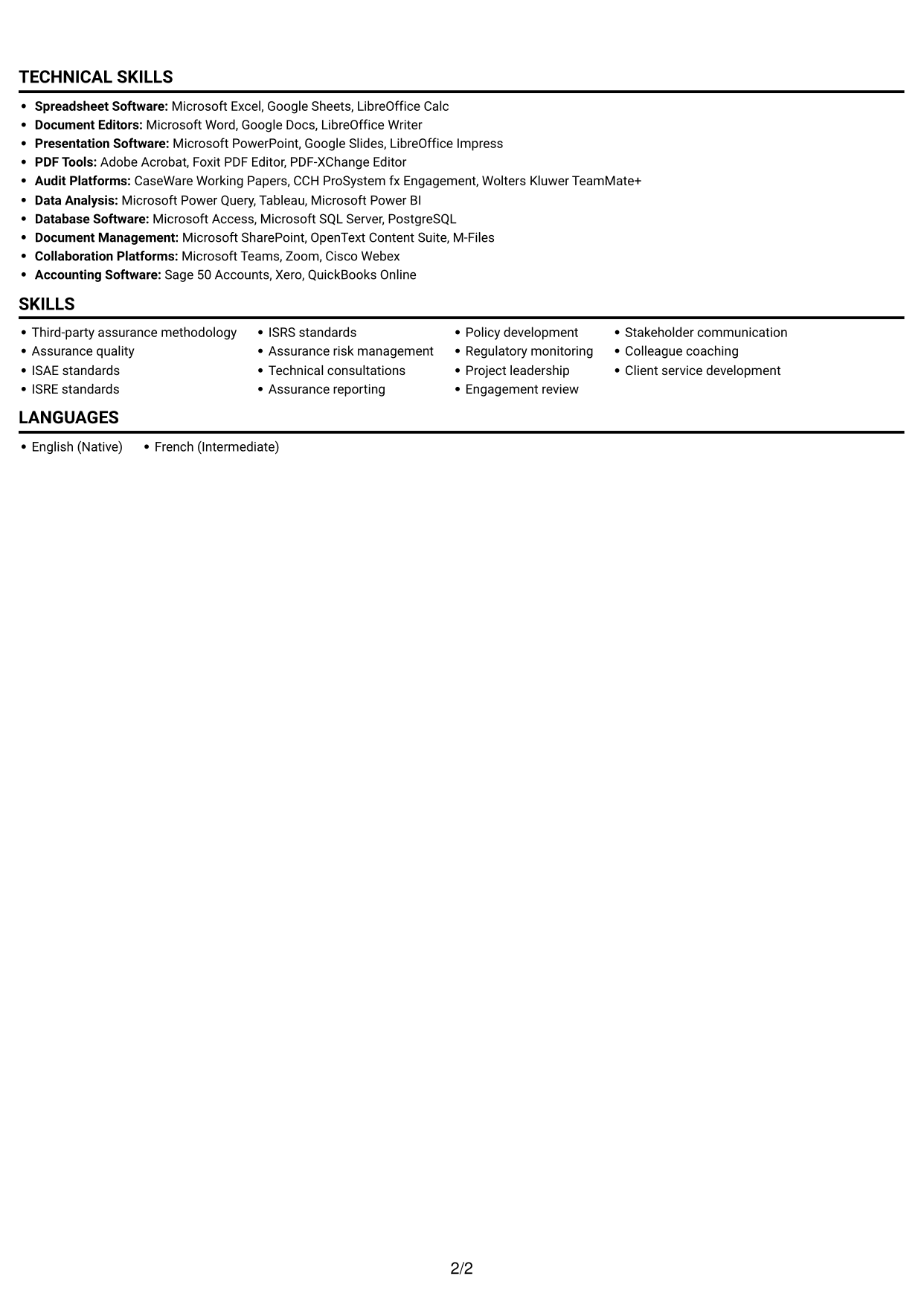 CV example — page 2