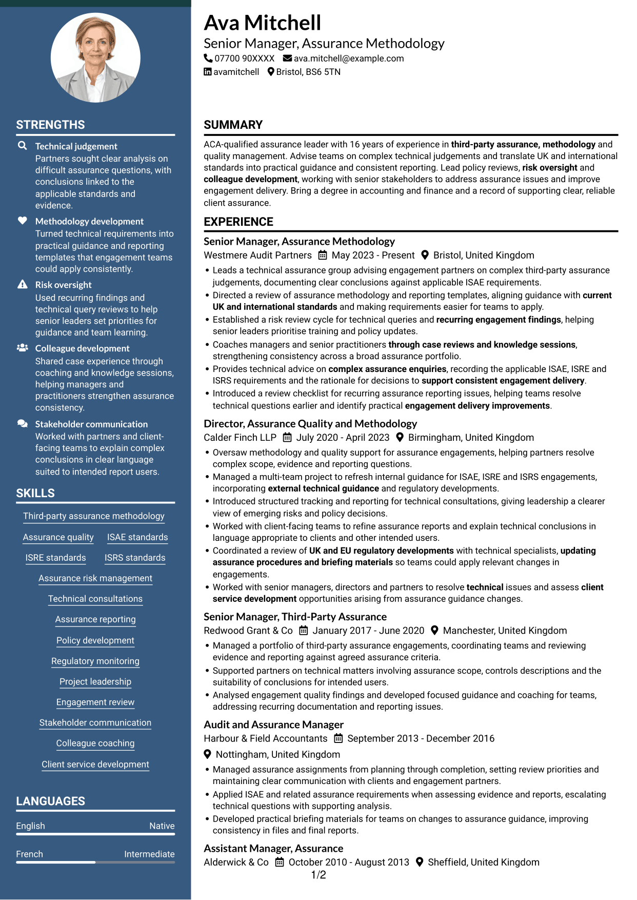 CV example — page 1