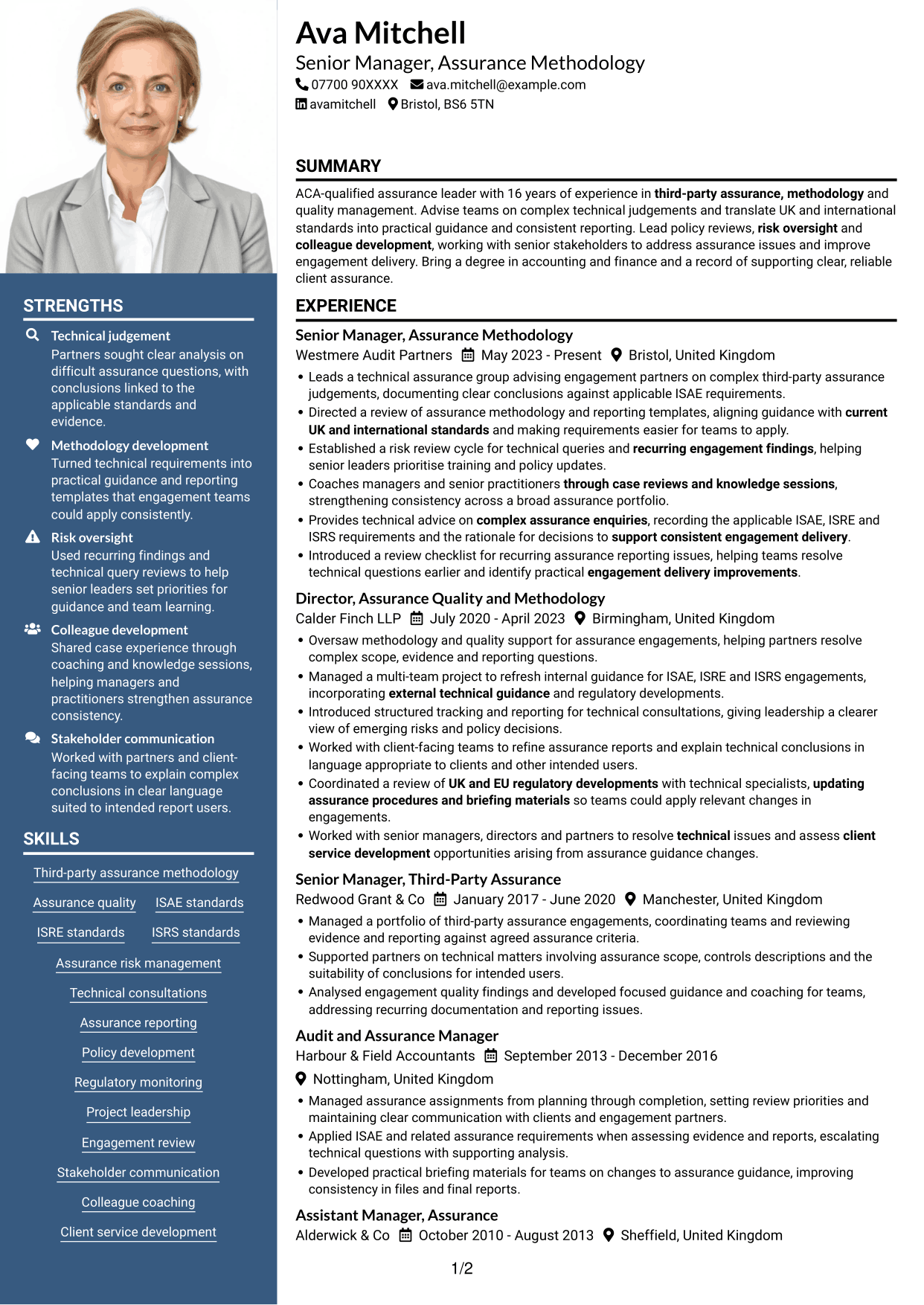 CV example — page 1