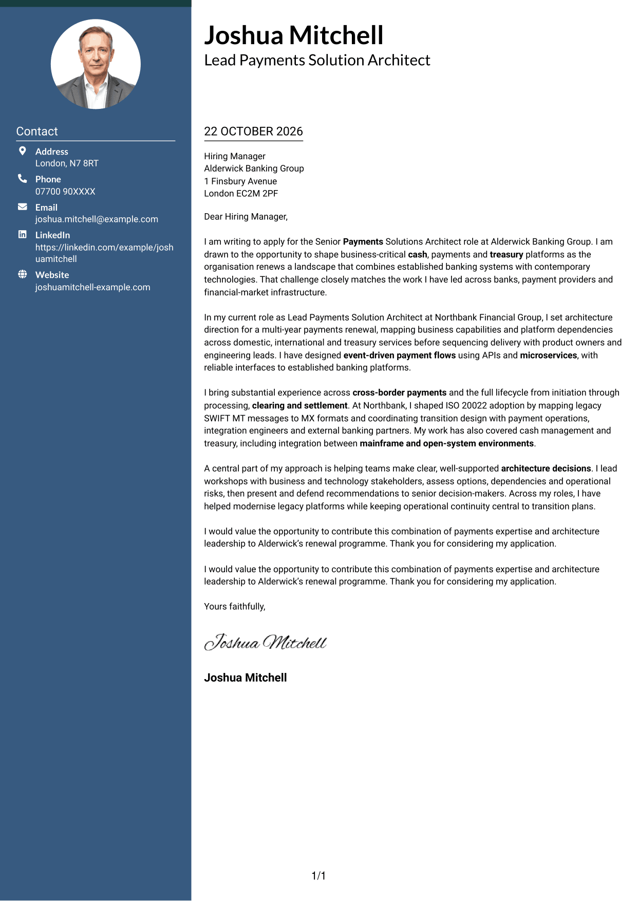Cover letter example — page 1