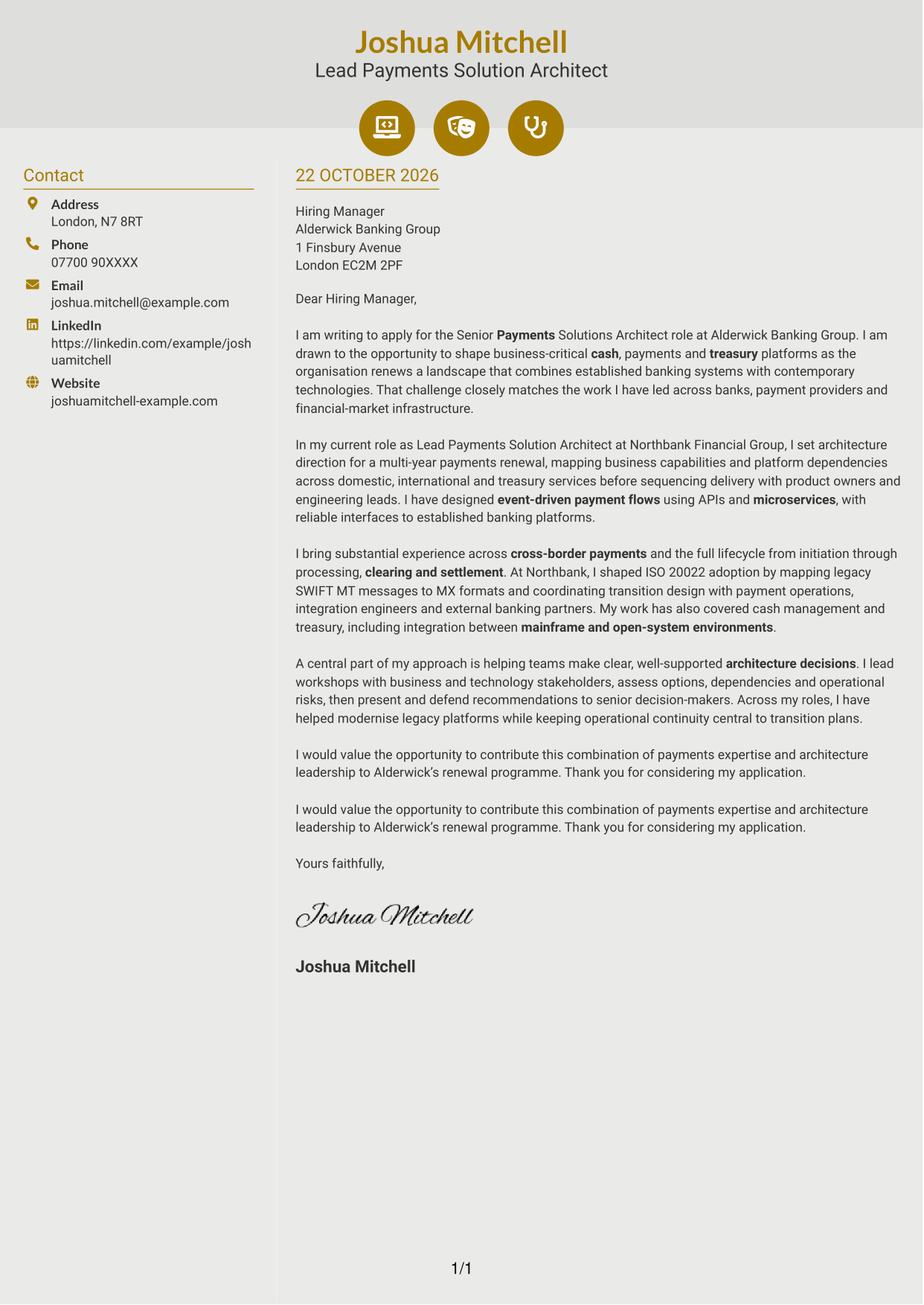Cover letter example — page 1