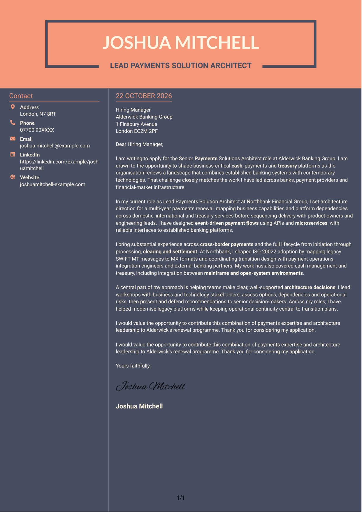 Cover letter example — page 1