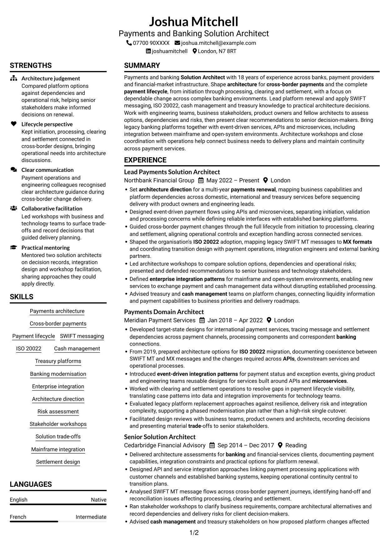 CV example — page 1