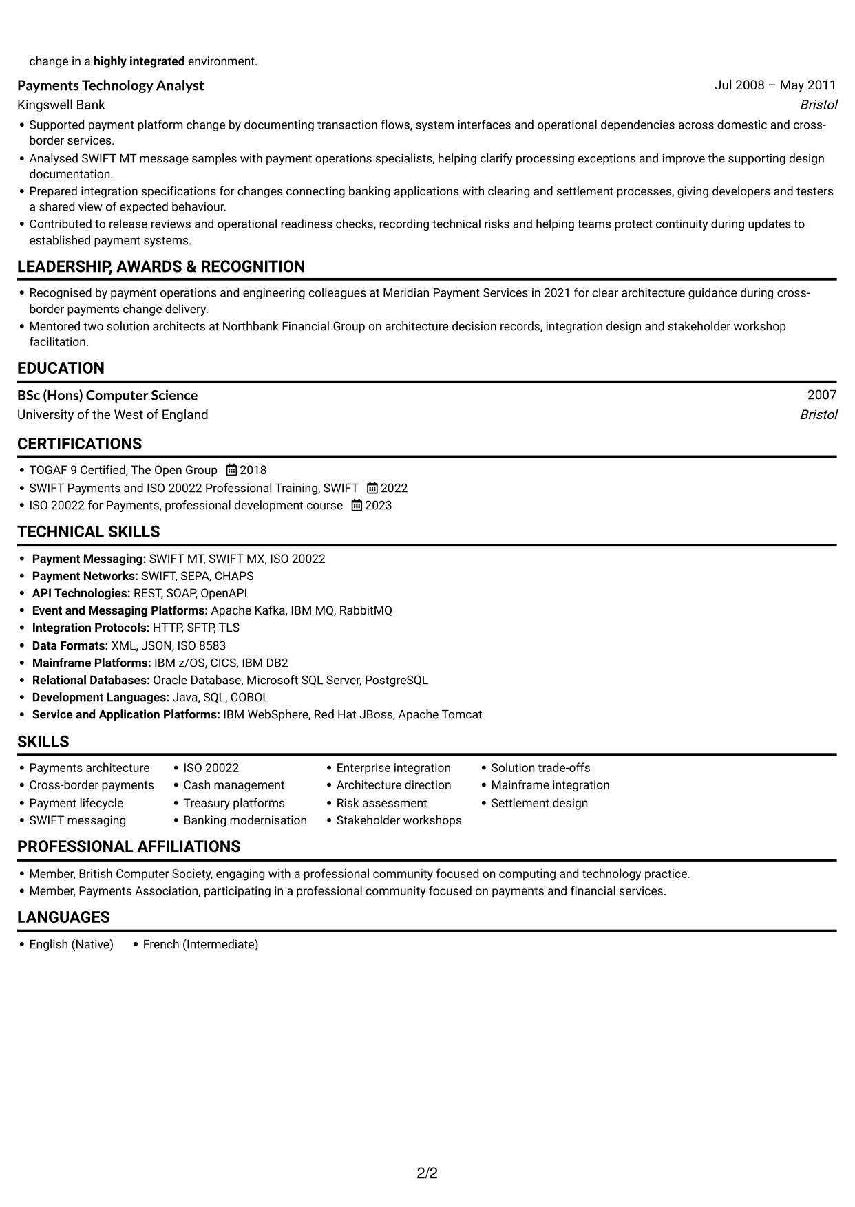 CV example — page 2