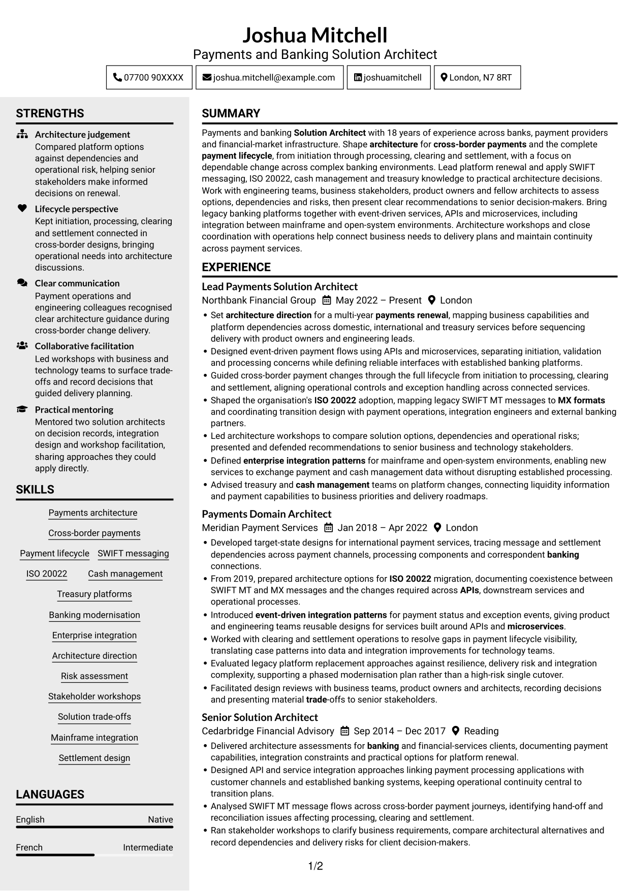 CV example — page 1
