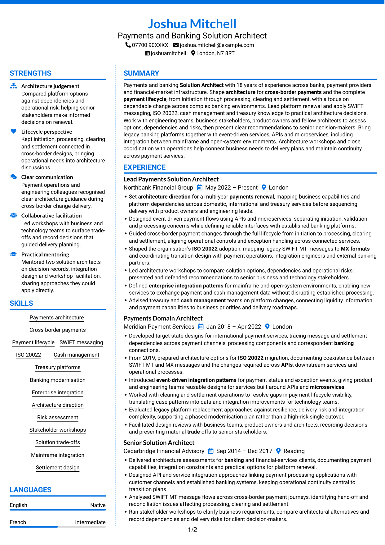 CV example — page 1