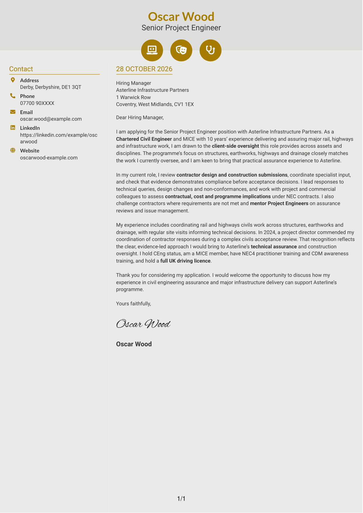 Cover letter example — page 1