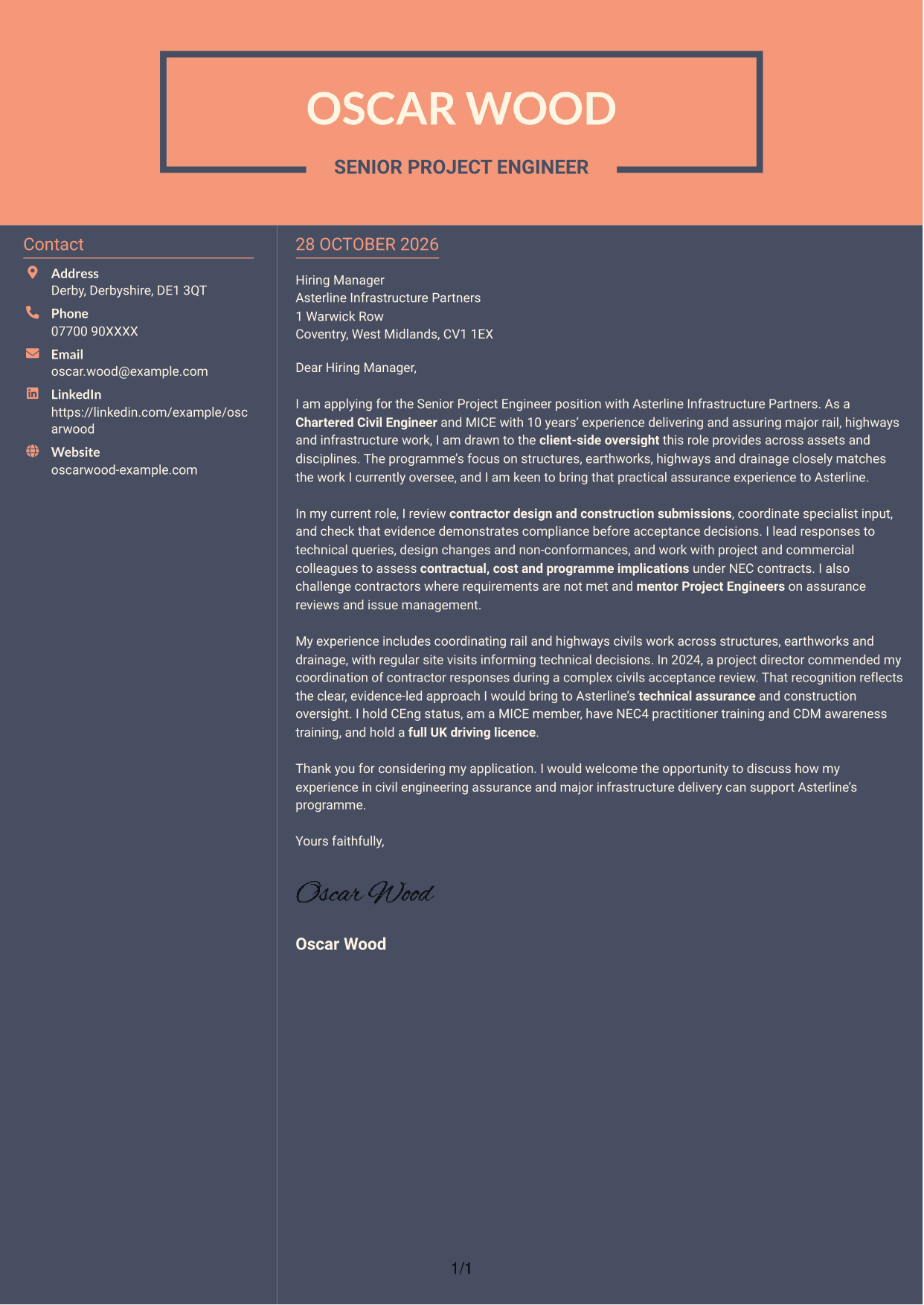 Cover letter example — page 1