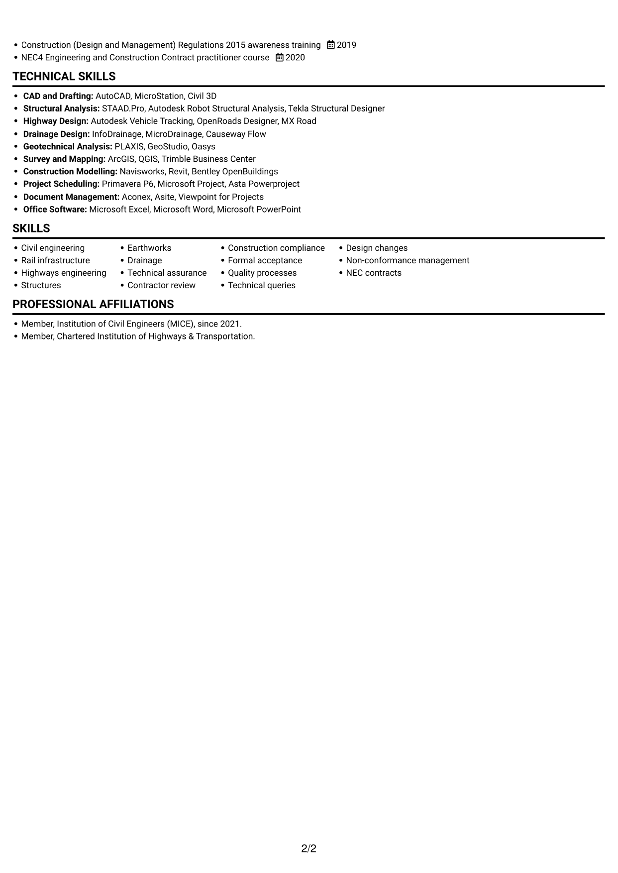 CV example — page 2