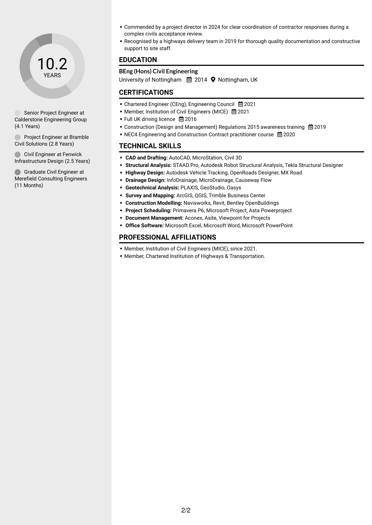 CV example — page 2