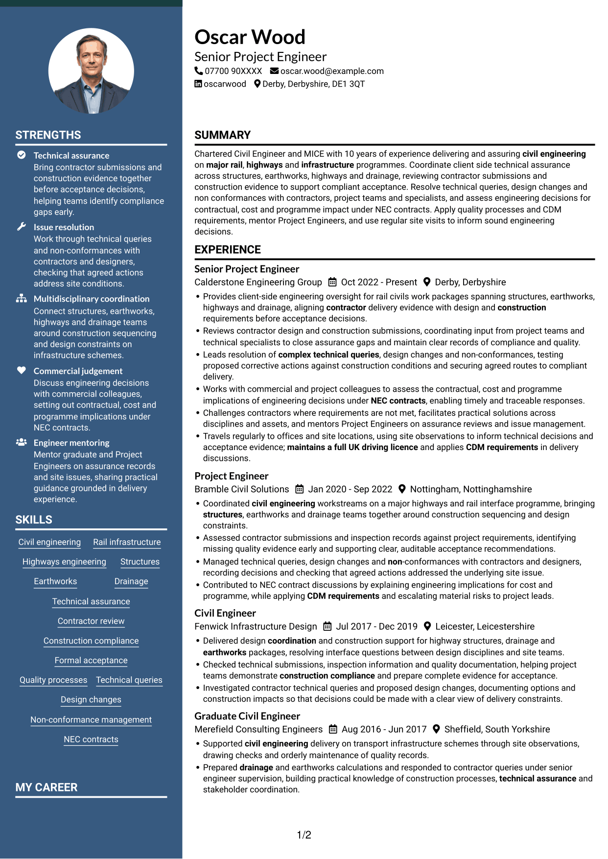 CV example — page 1