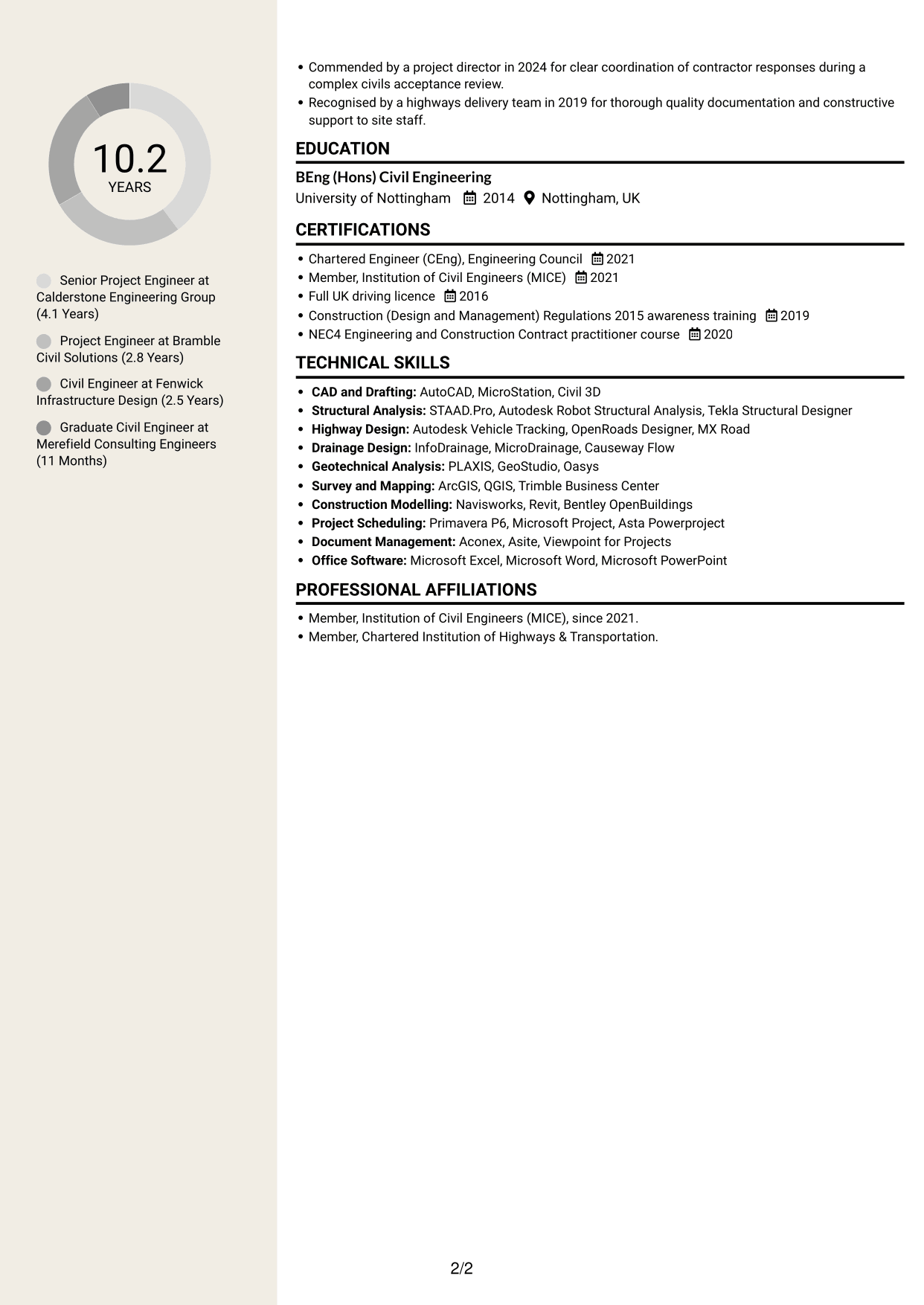 CV example — page 2