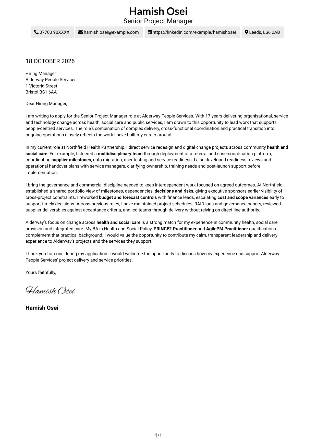 Cover letter example — page 1