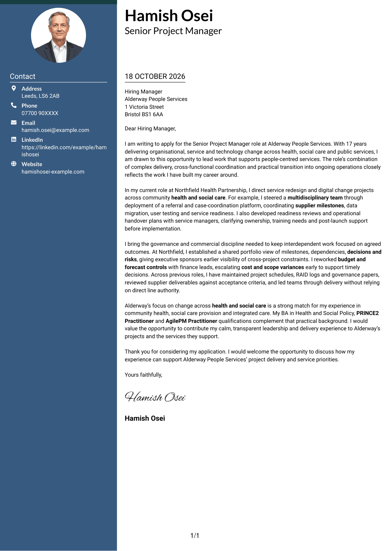 Cover letter example — page 1