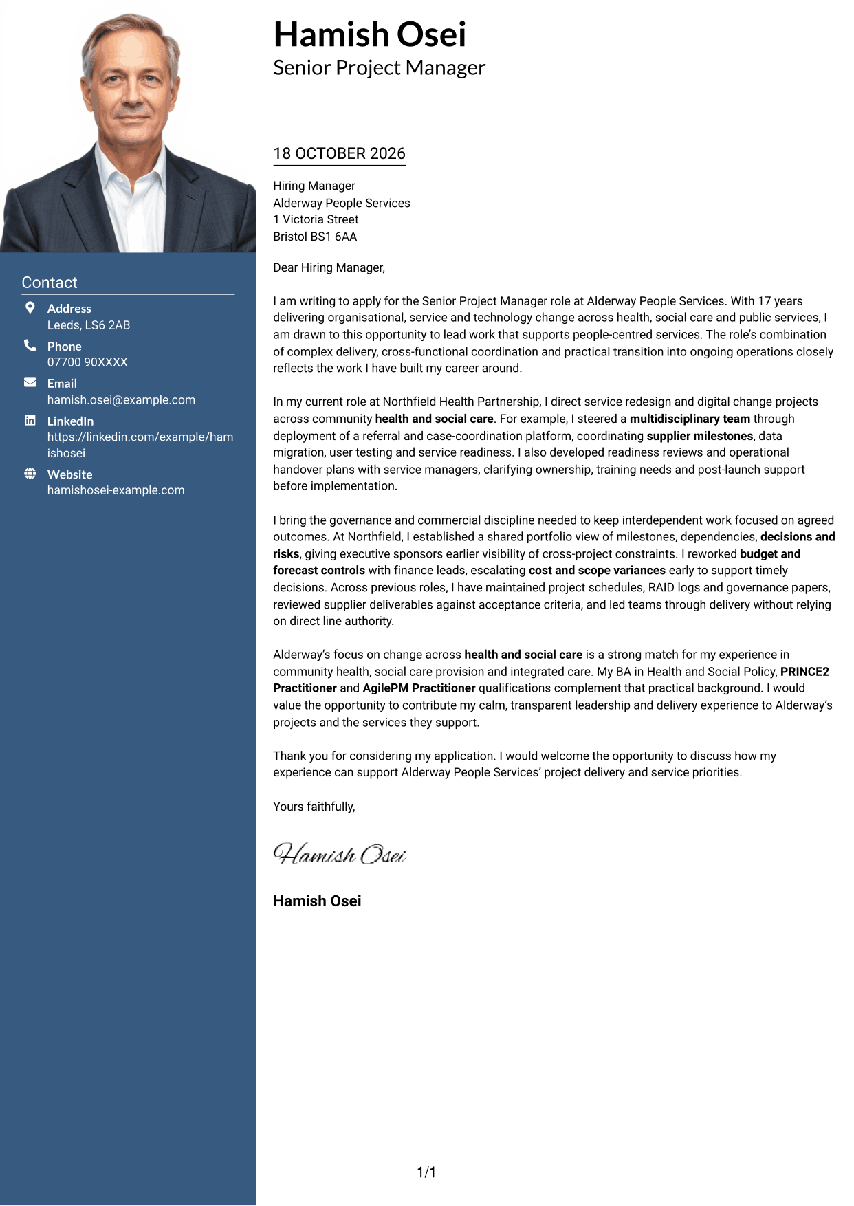 Cover letter example — page 1