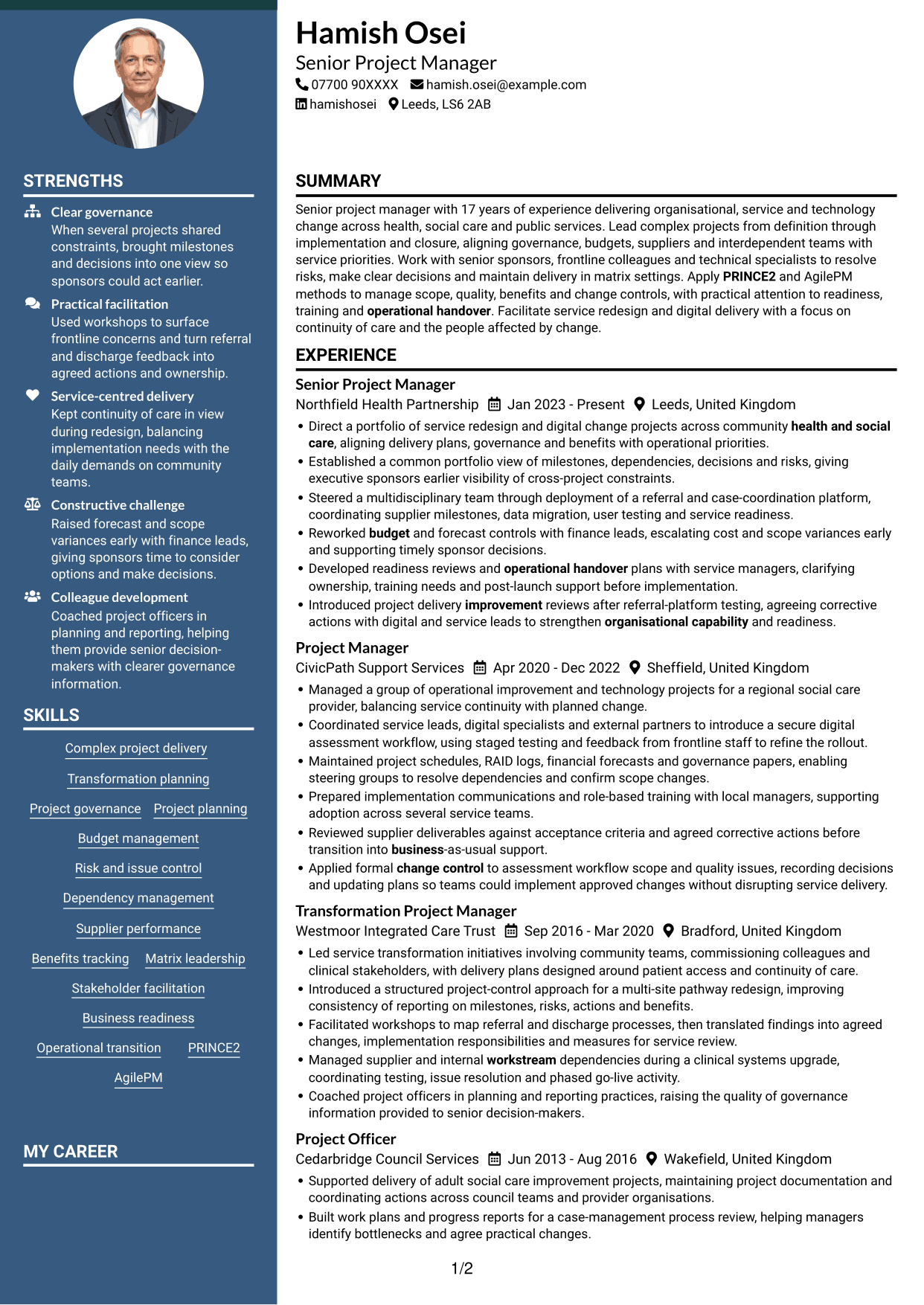 CV example — page 1