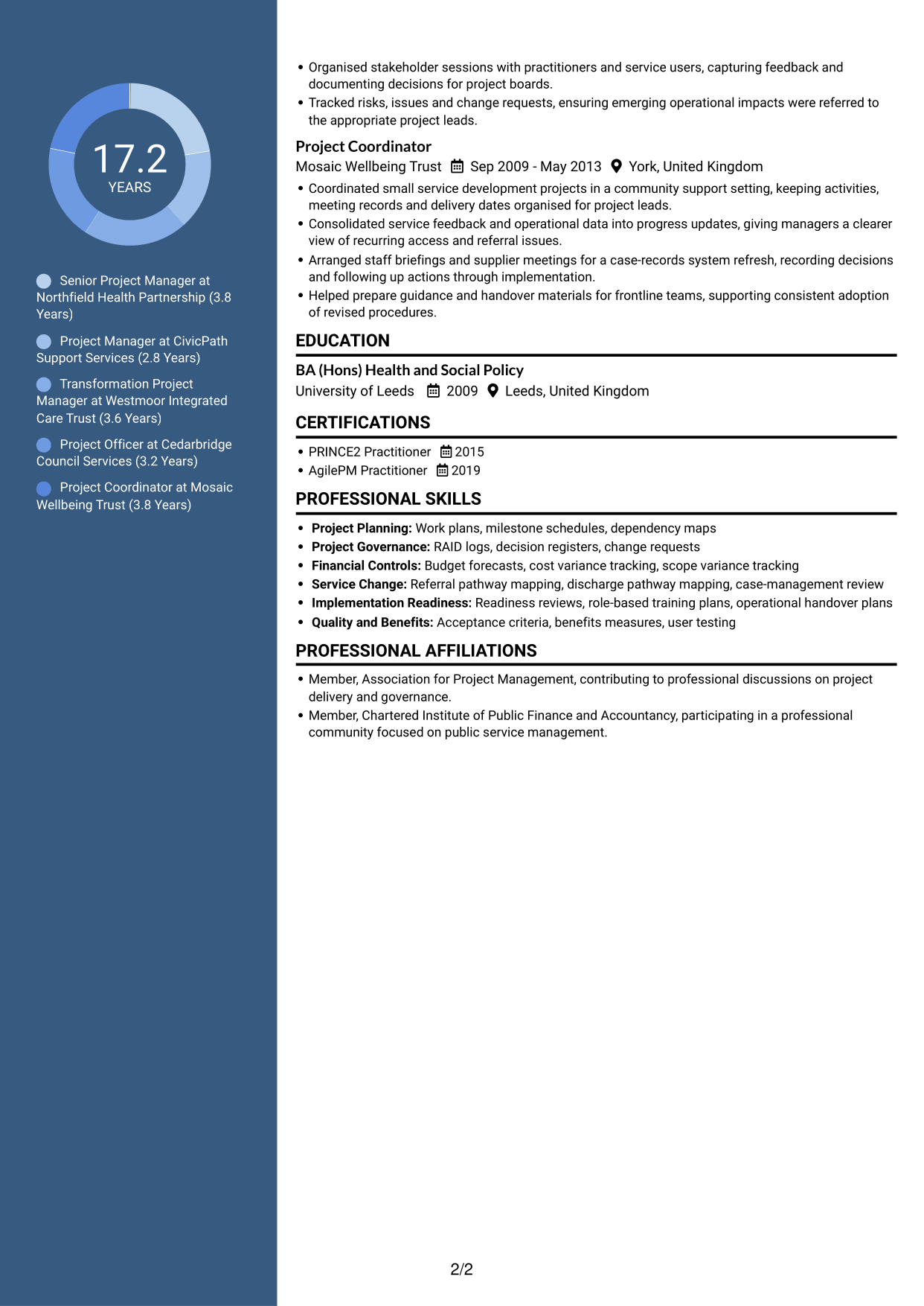 CV example — page 2