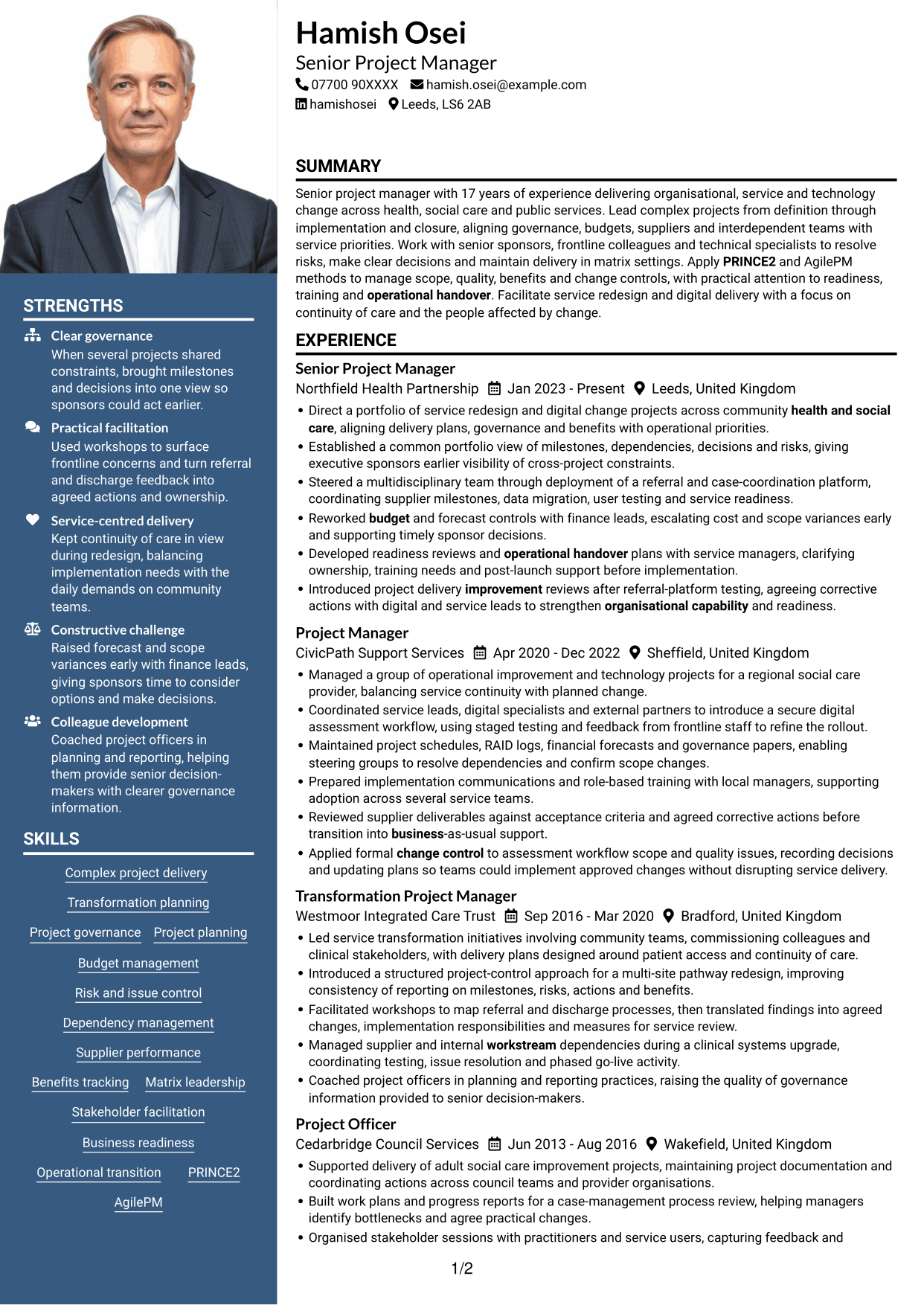 CV example — page 1