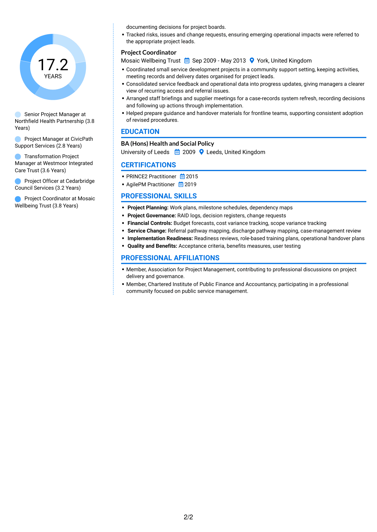 CV example — page 2