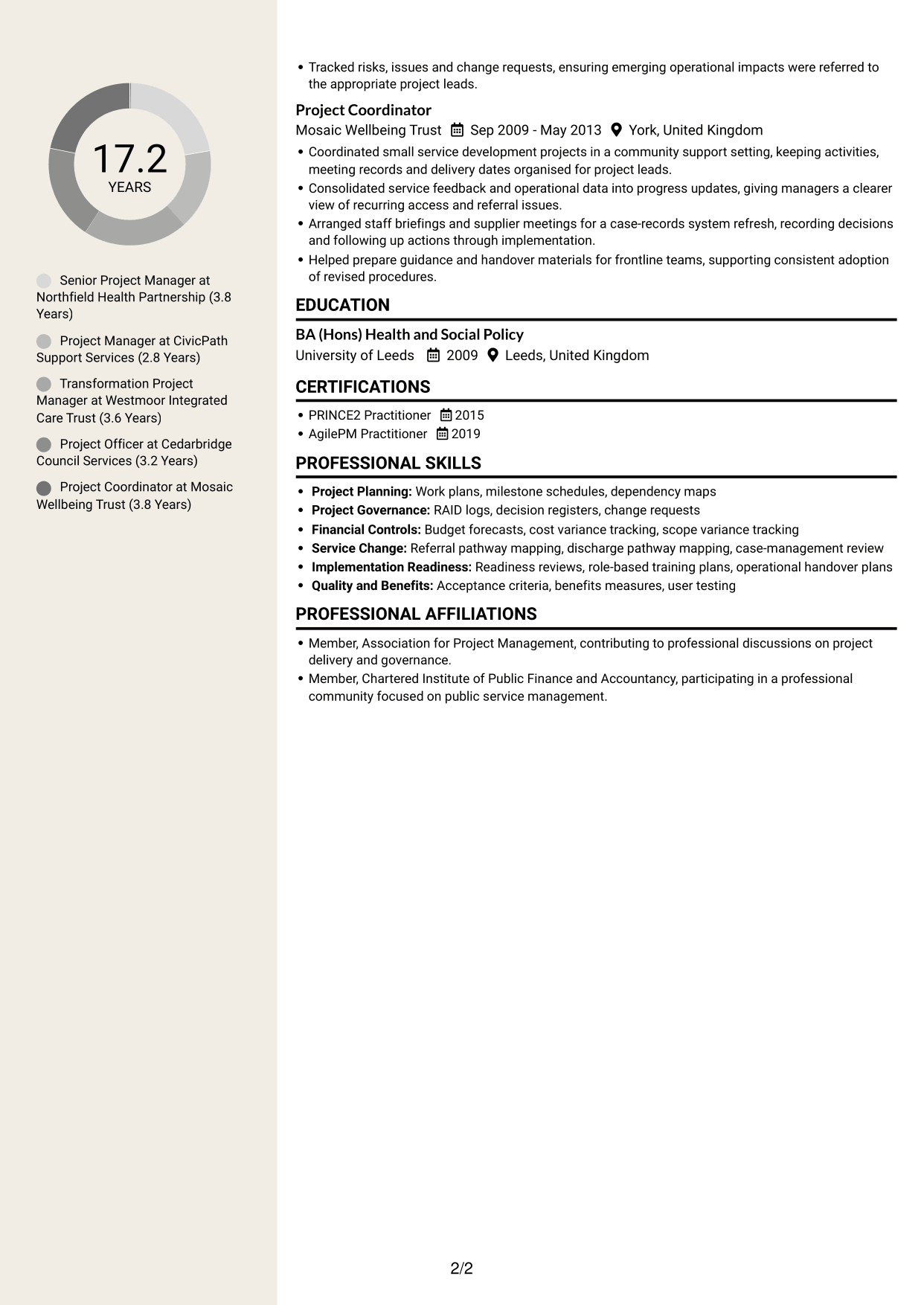 CV example — page 2