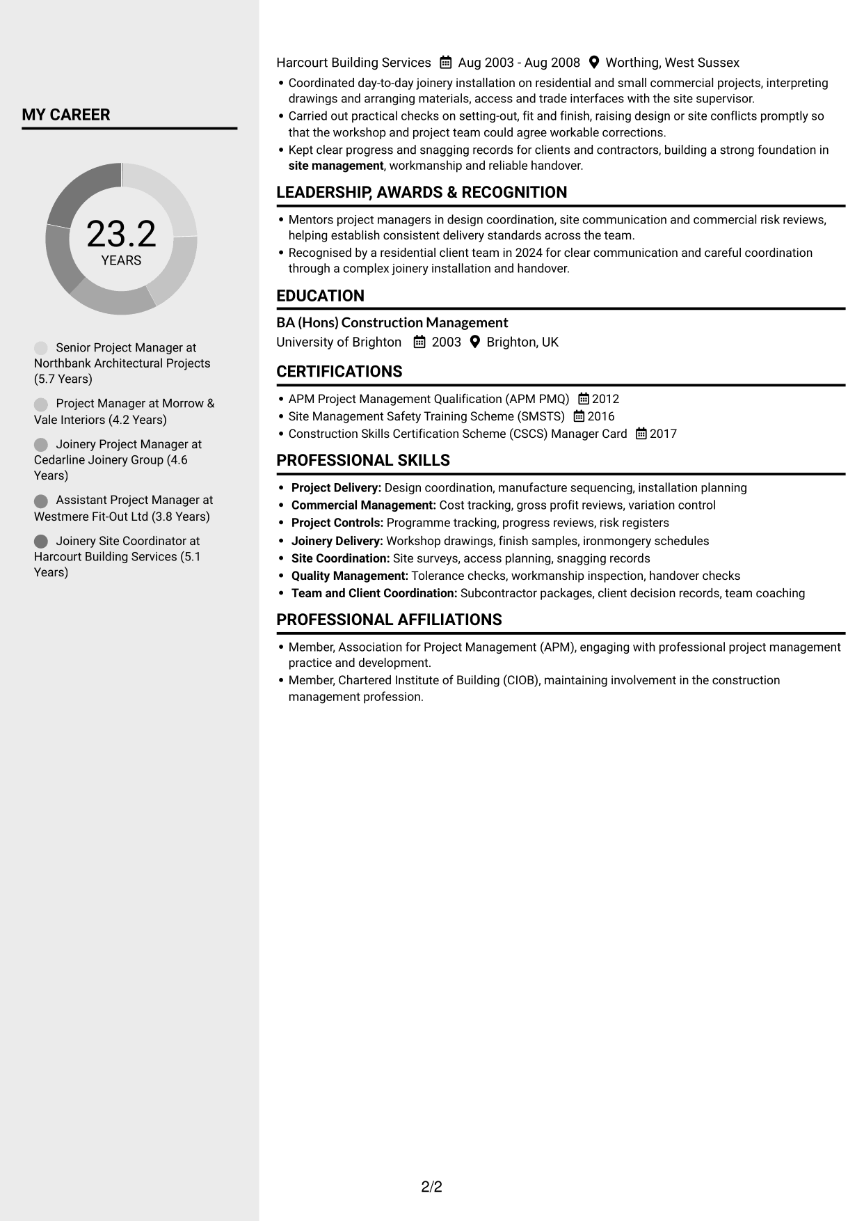 CV example — page 2